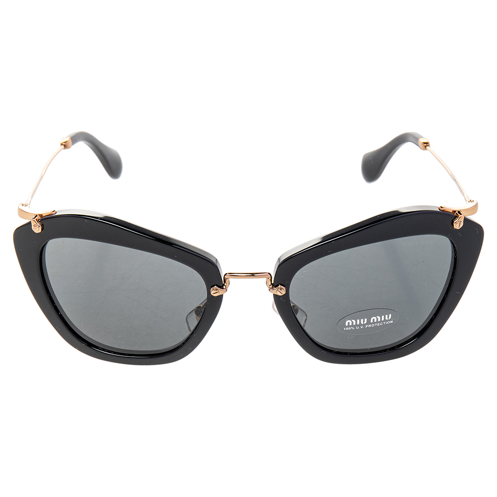 

Miu Miu Gold/Black SMU 10N Cat Eye Sunglasses, Grey