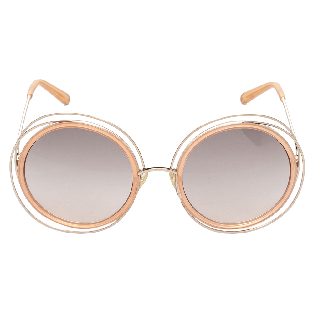 

Chloe Gold Tone/Peach CE120S Gradient Carlina Round Sunglasses, Orange