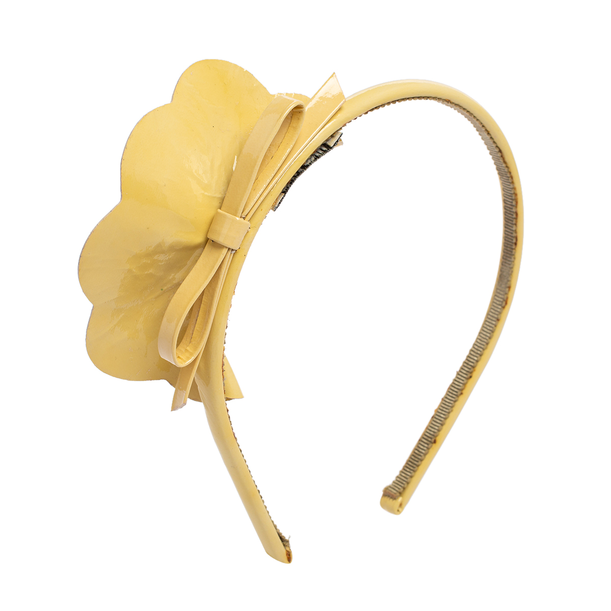 Pre-owned Miu Miu Beige Patent Leather Bow Headband