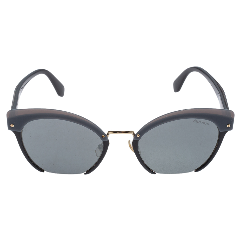 

Miu Miu Grey/ Grey Mirrored SMU 53T Cat Eye Sunglasses