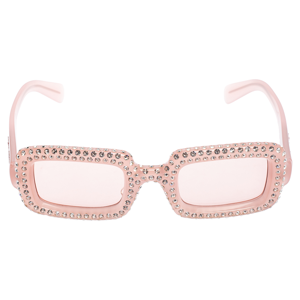 

Miu Miu Pink Crystal Embellished/ Pink SMU09X Rectangle Sunglasses