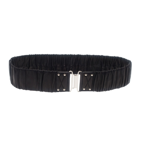 Pre Owned Miu Miu Black Leather Waist Belt 90CM