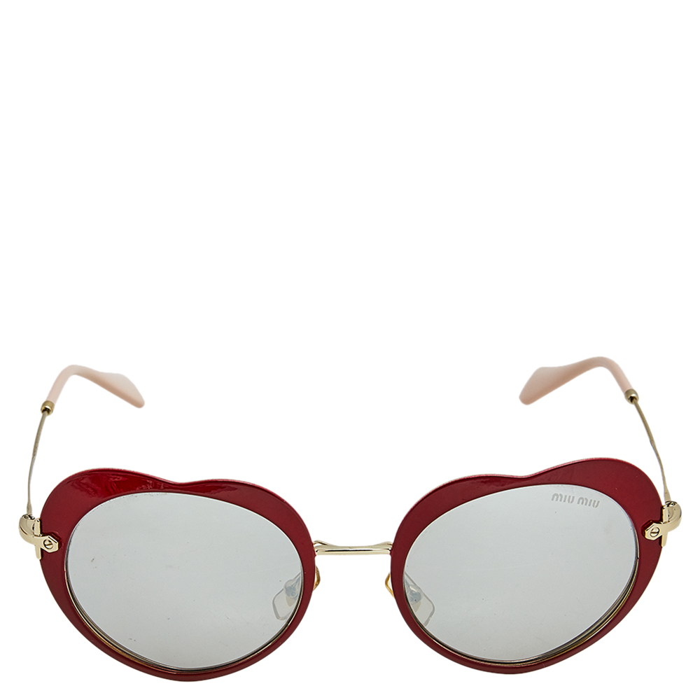 

Miu Miu Red/ Grey Mirrored SMU 54R Heart Sunglasses