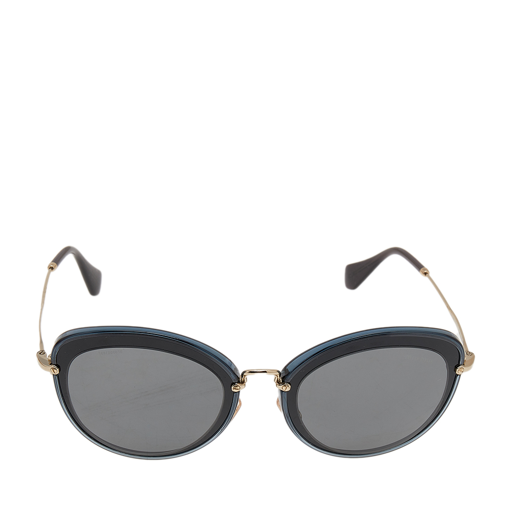 

Miu Miu Two Tone/Grey Mirrored SMU 50R Cat-Eye Sunglasses, Black