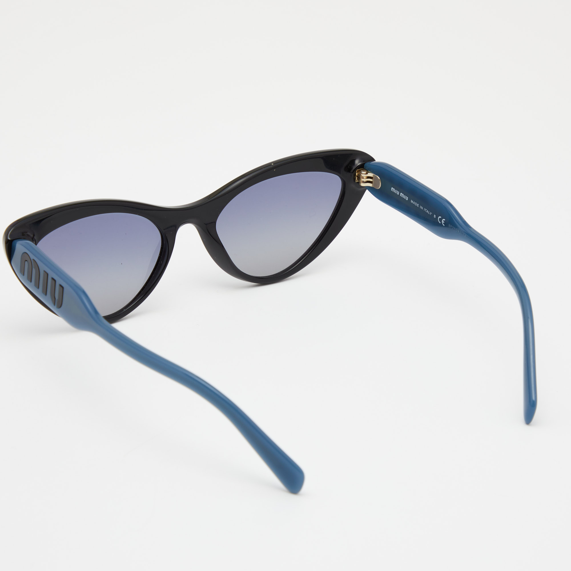 

Miu Miu Black & Blue/Grey Gradient Studded SMU05T Cat-Eye Sunglasses