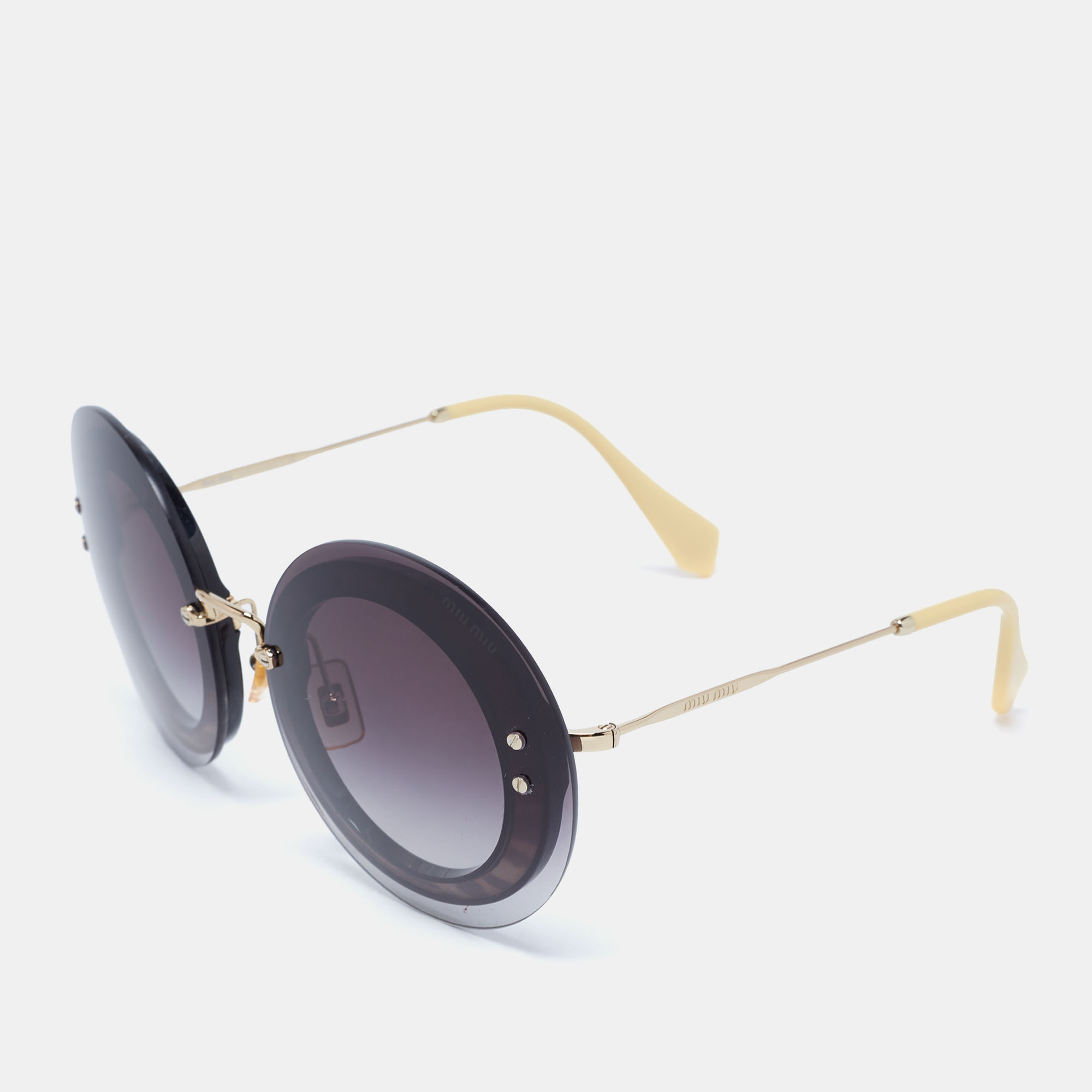 

Miu Miu Gold Tone / Grey Gradient SMU 10R Round Sunglasses