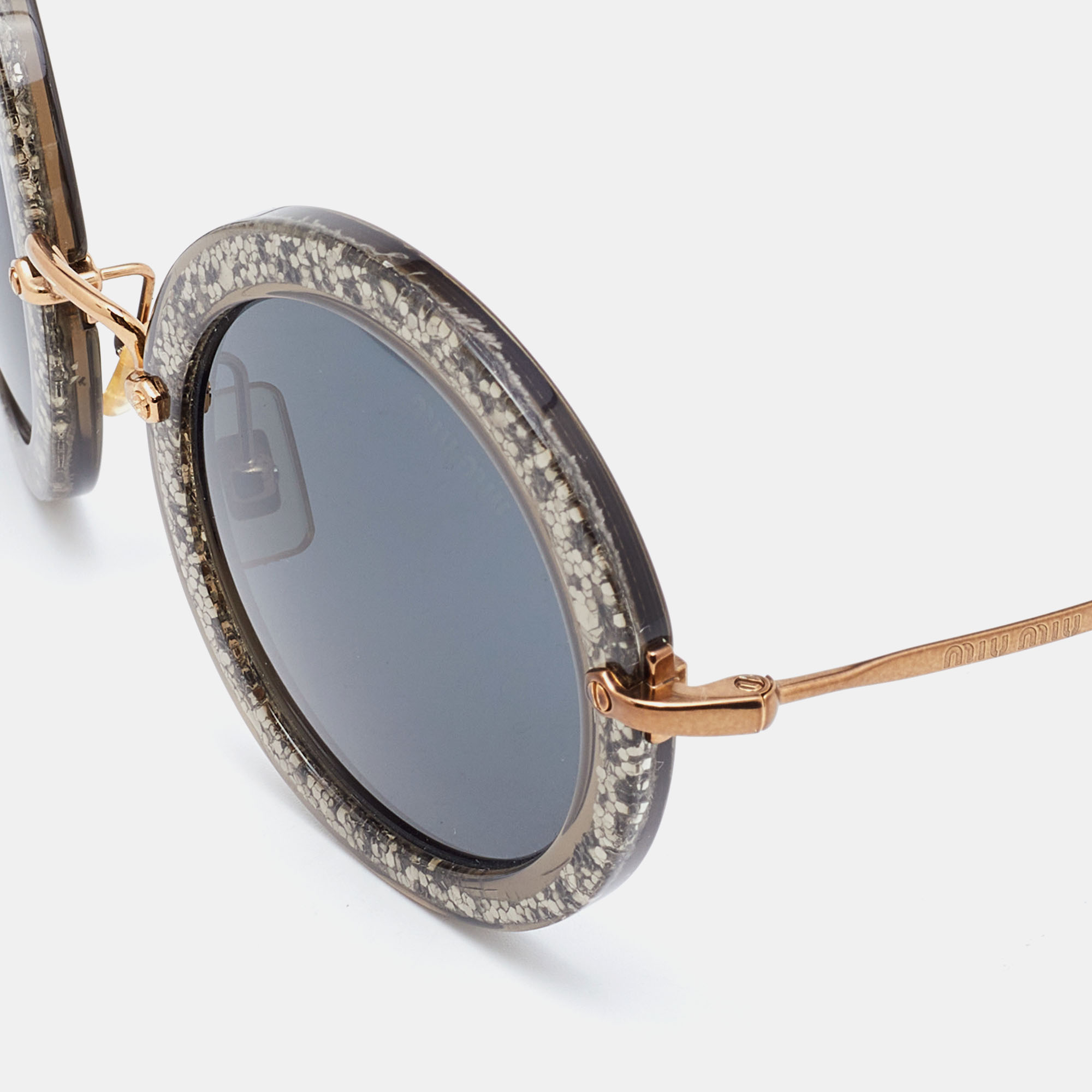 

Miu Miu Grey Sparkle/Grey SMU13N Round Sunglasses