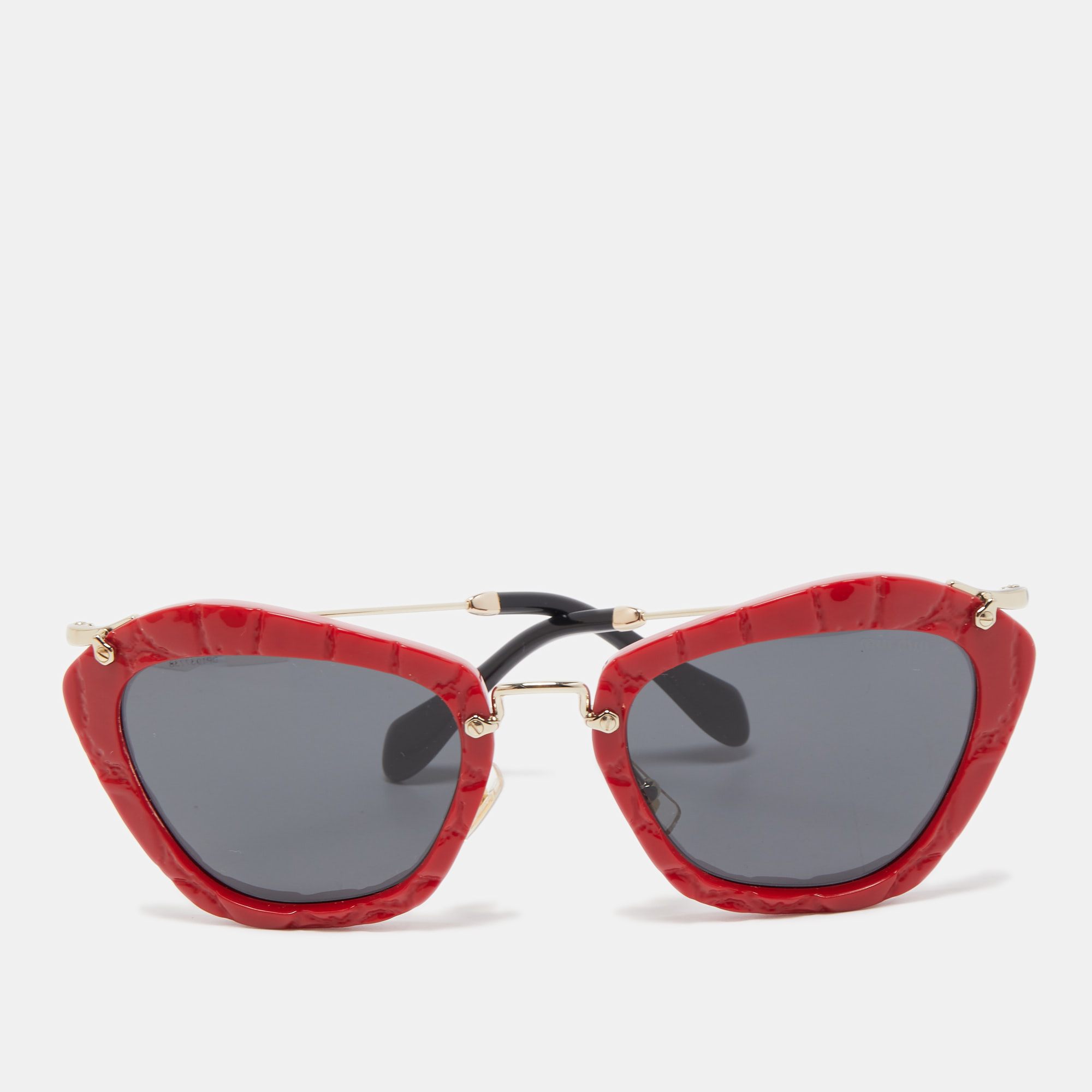 Pre-owned Miu Miu Red/gold Smu 10n Cat Eye Sunglasses