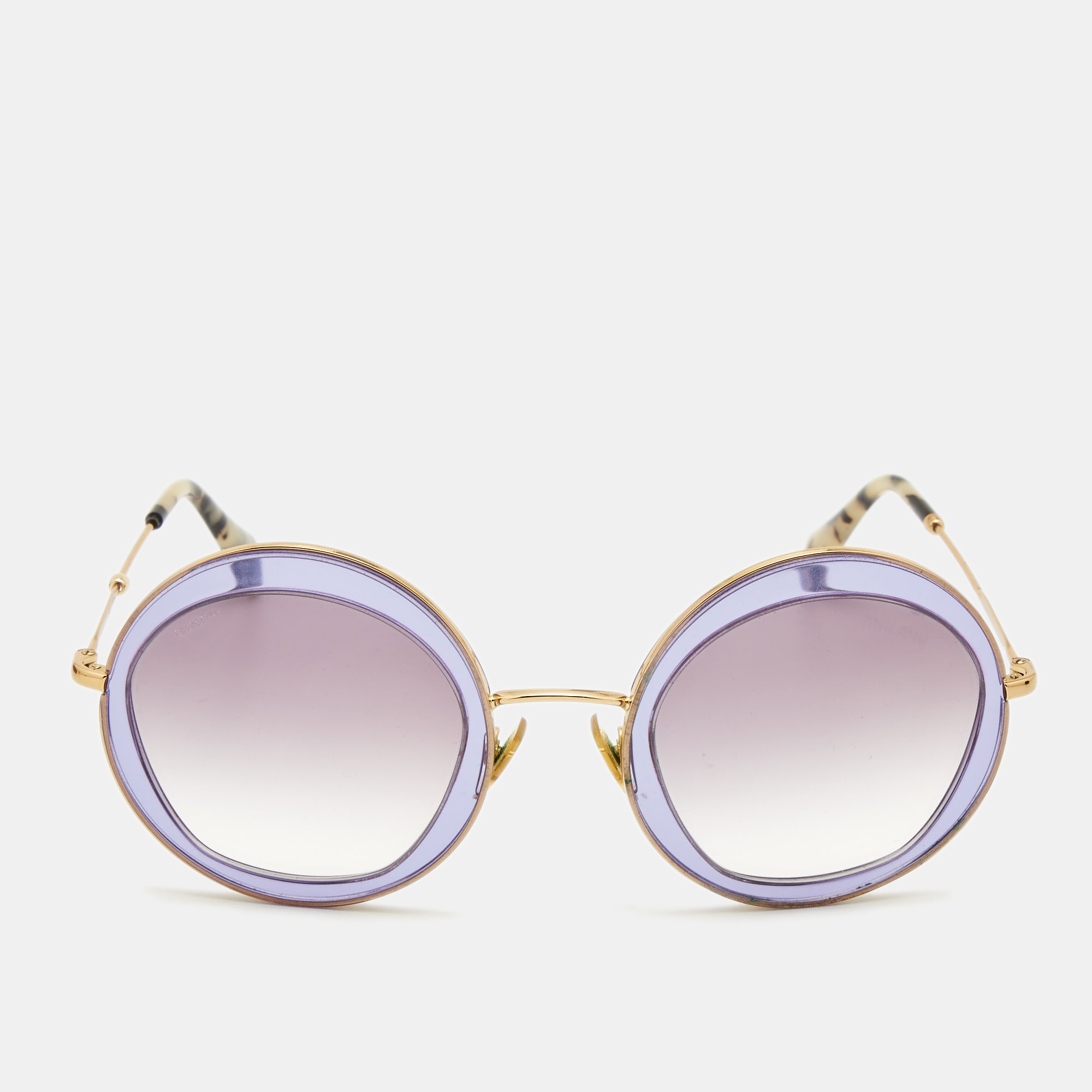 Pre-owned Miu Miu Purple Gradient Round Sunglasses