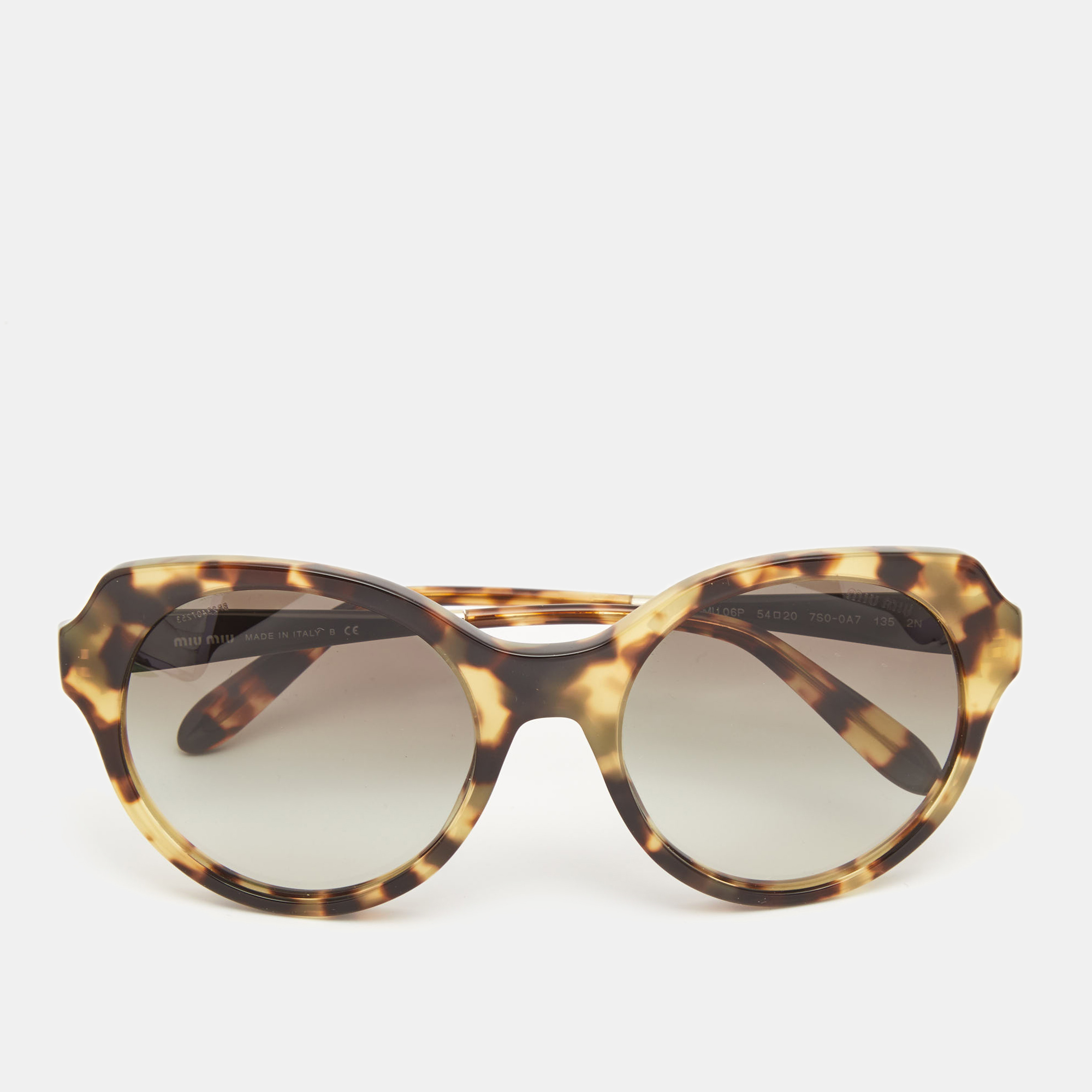 Pre-owned Miu Miu Brown Tortoise Gradient Sunglasses
