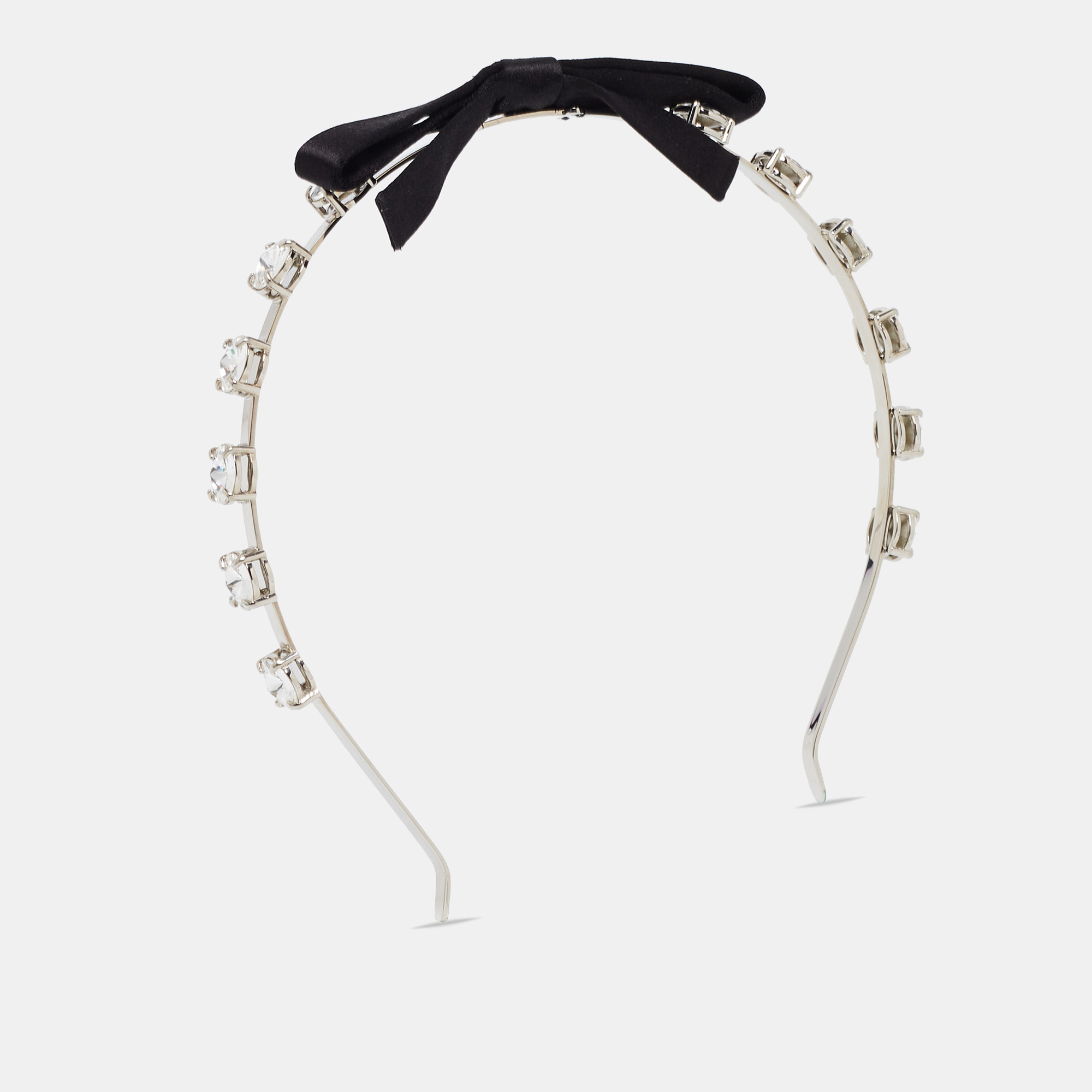 

Miu Miu Silver Tone Bow Crystal Embellished Head Band