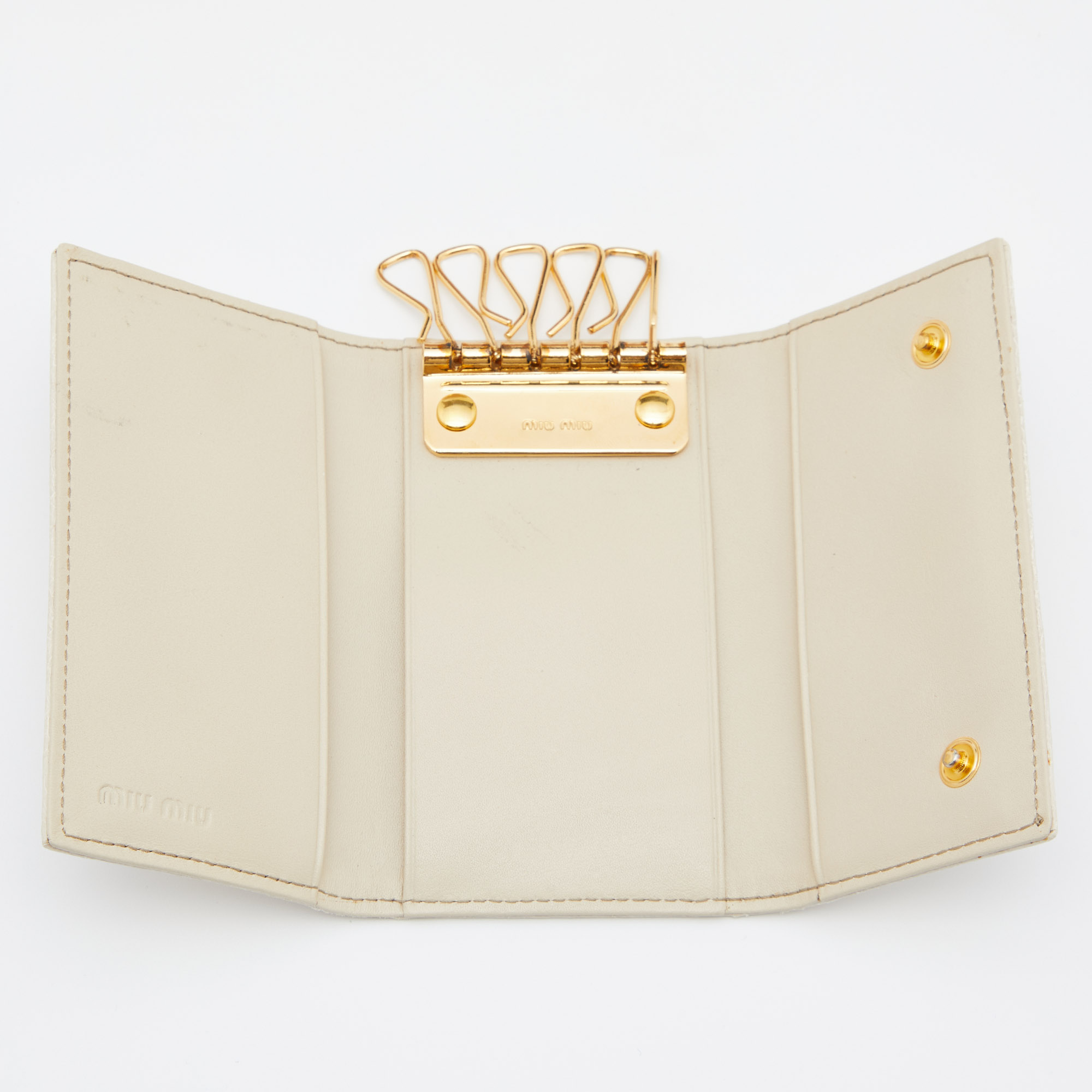 

Miu Miu Cream Croc Embossed Leather Case Key Holder