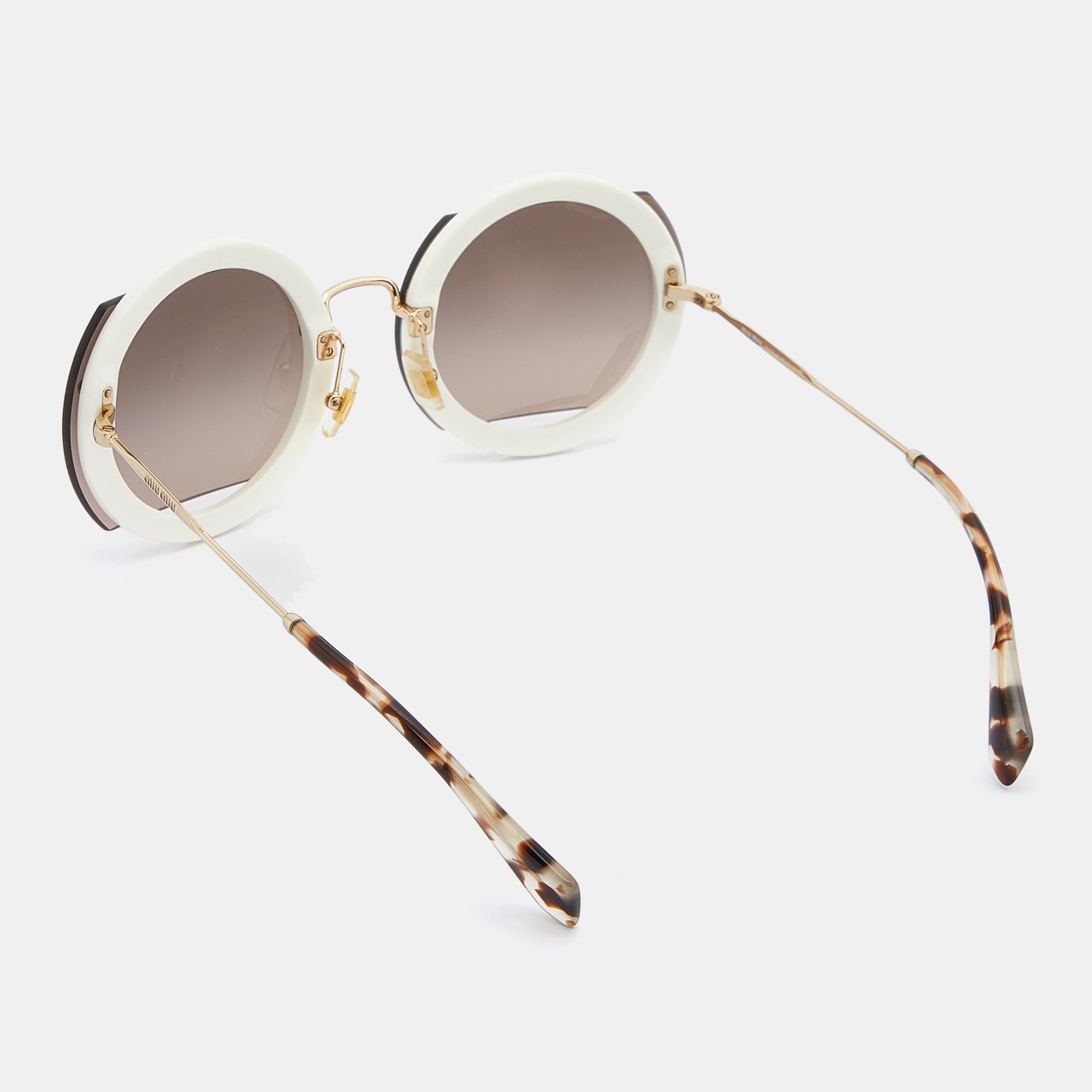 

Miu Miu White/Brown SMU068 Round Sunglasses
