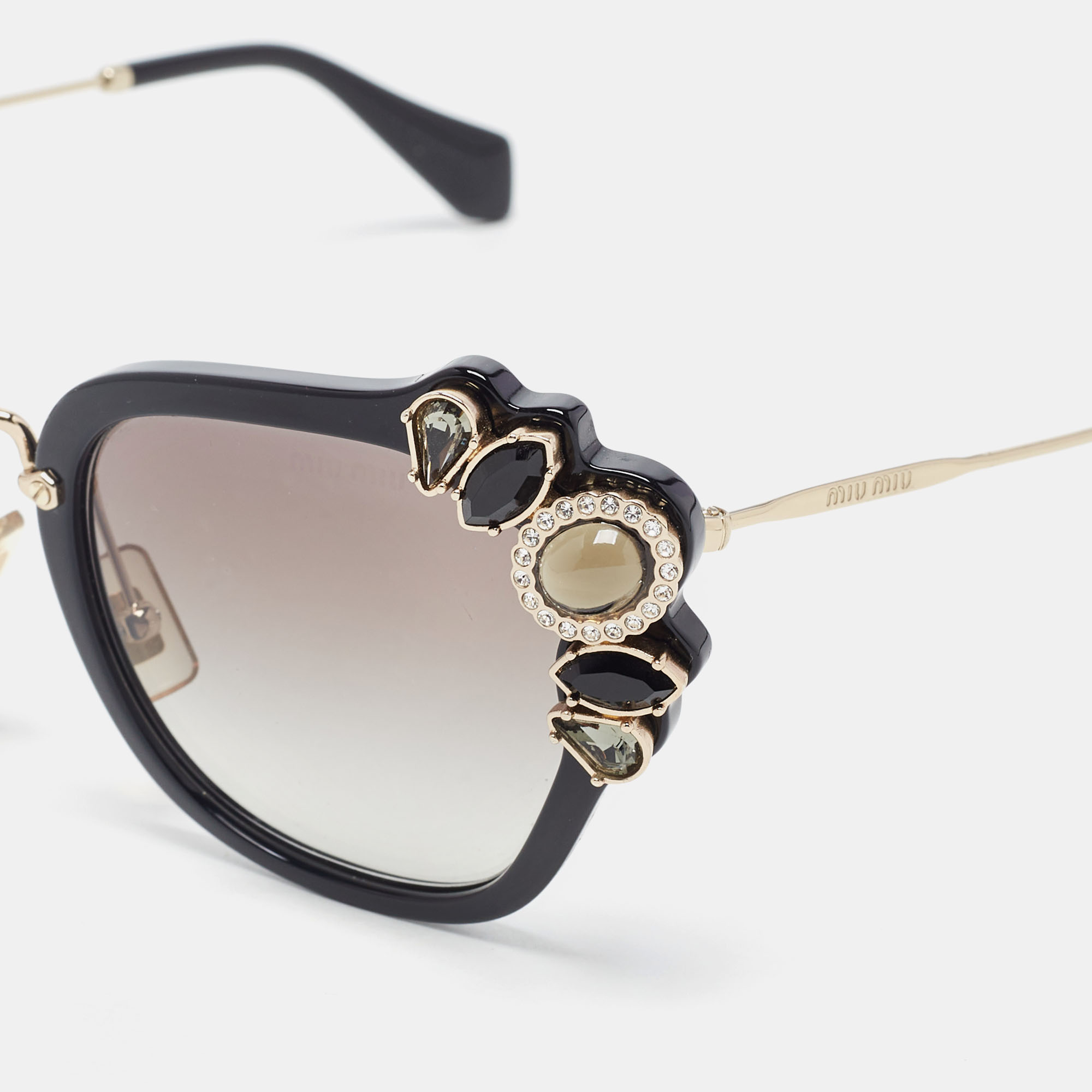 

Miu Miu Black Runaway Jewel Gradient Sunglasses