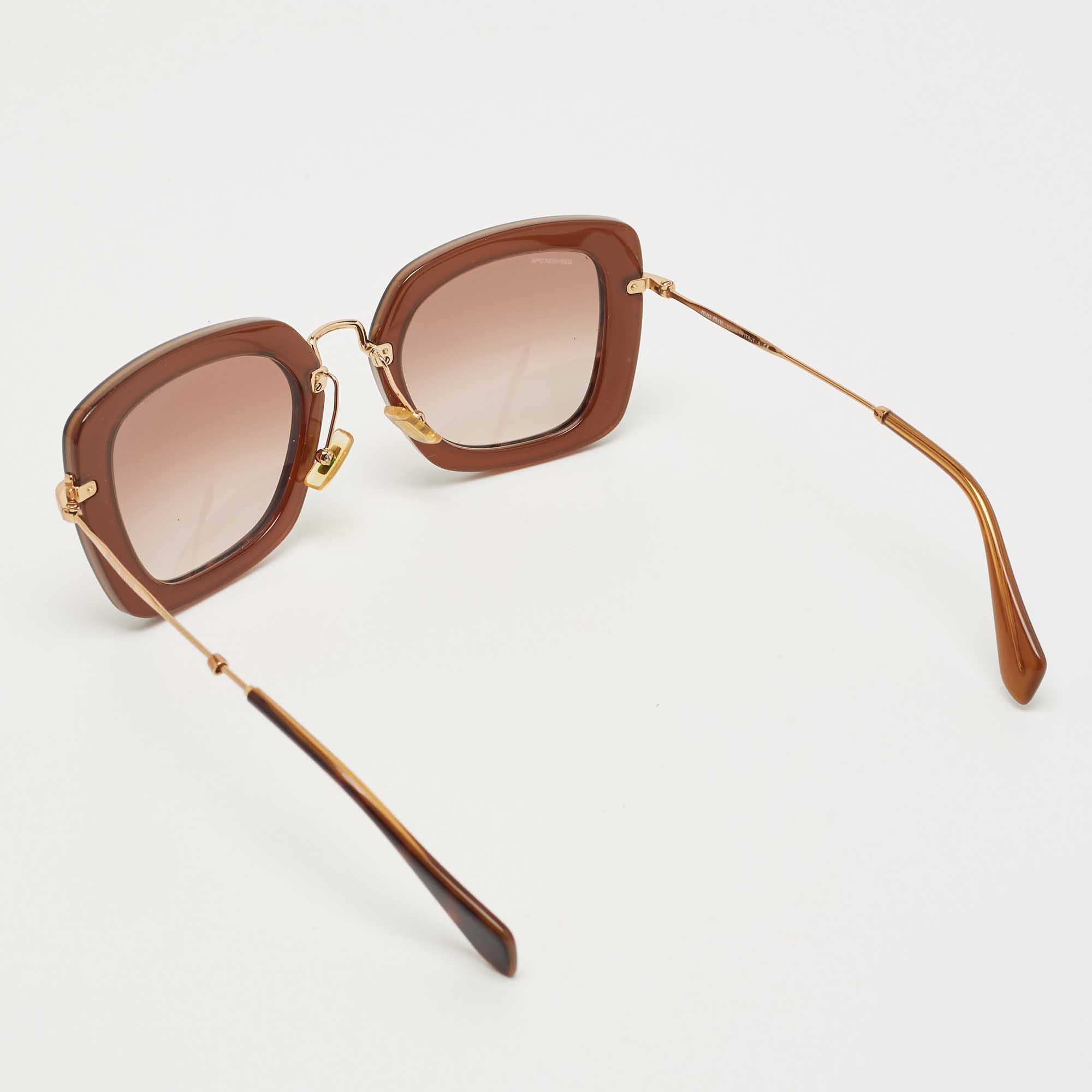 

Miu Miu Havana/Gold Gradient SMU070 Square Sunglasses, Brown