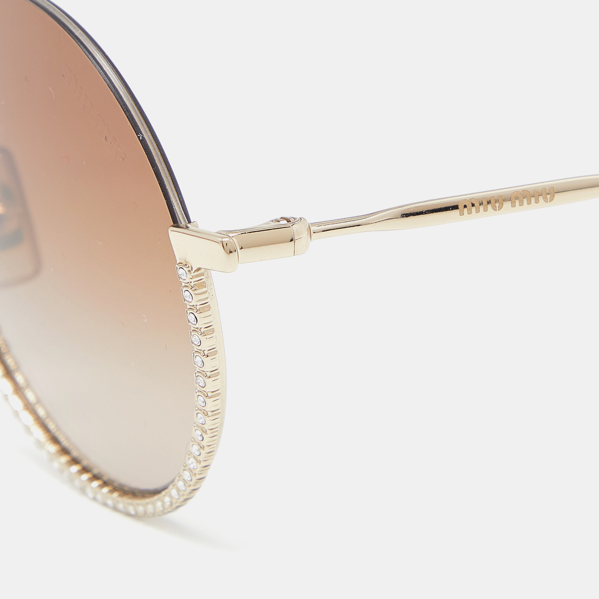 

Miu Miu Gold/Orange gradient SMU69U Embellished Round Sunglasses