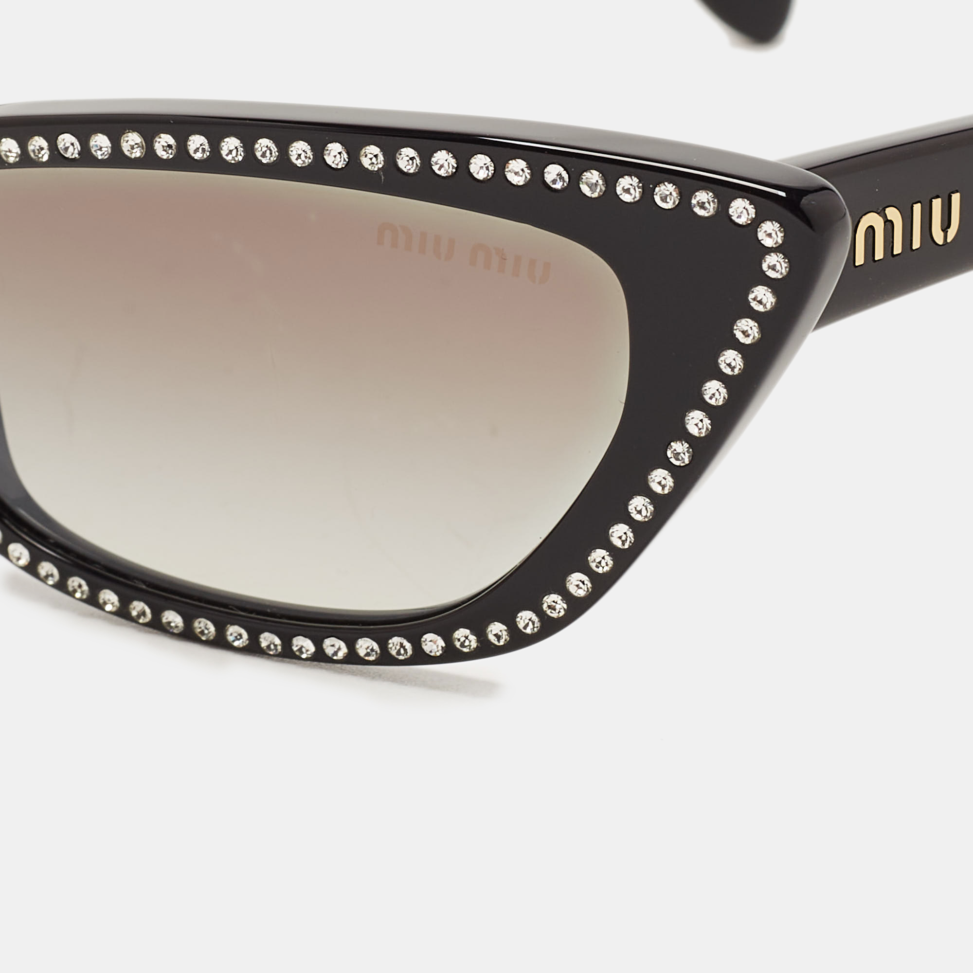 

Miu Miu Black Gradient SMU10U Embellished Cat Eye Sunglasses