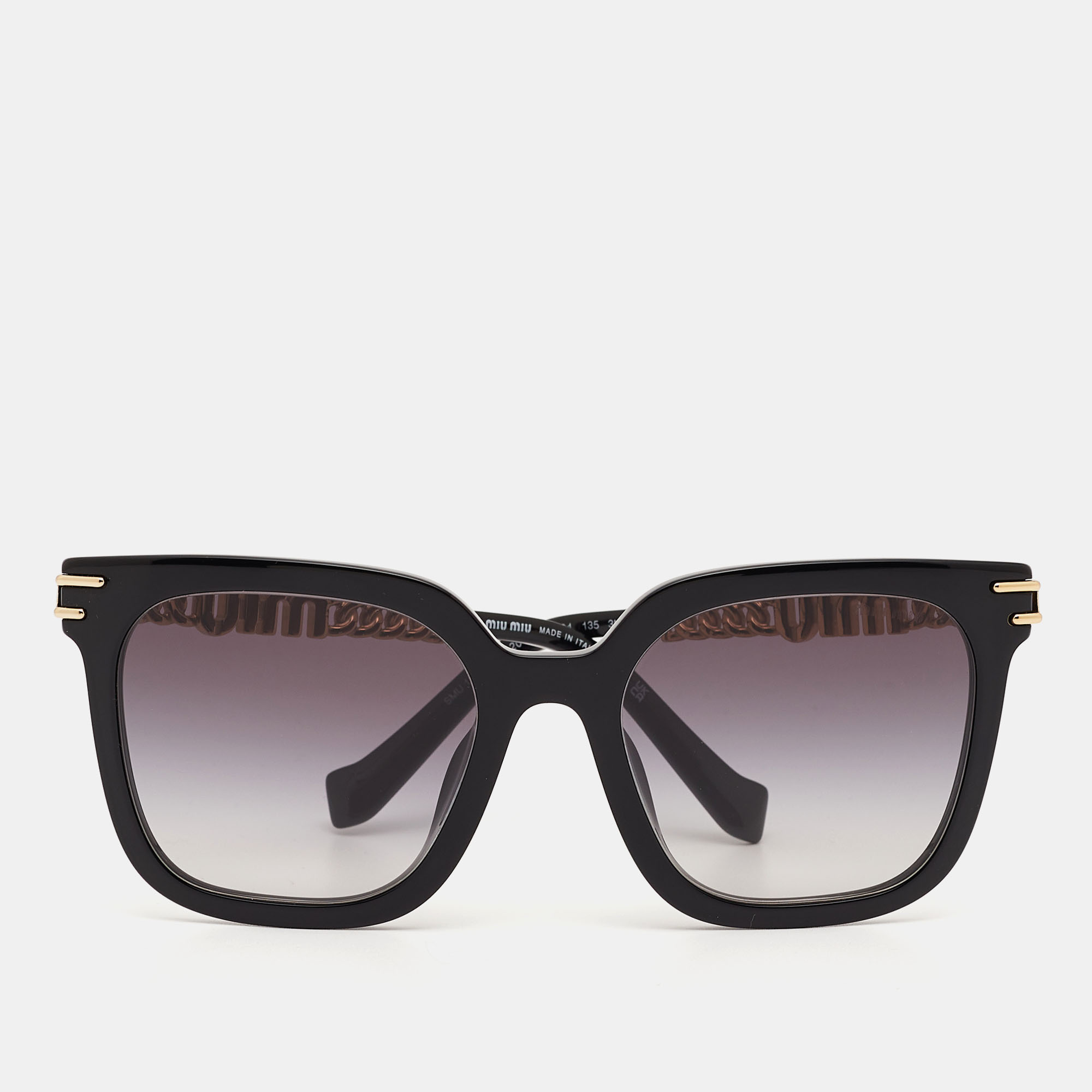 Pre-owned Miu Miu Black/gold Gradient Smu13w Square Sunglasses