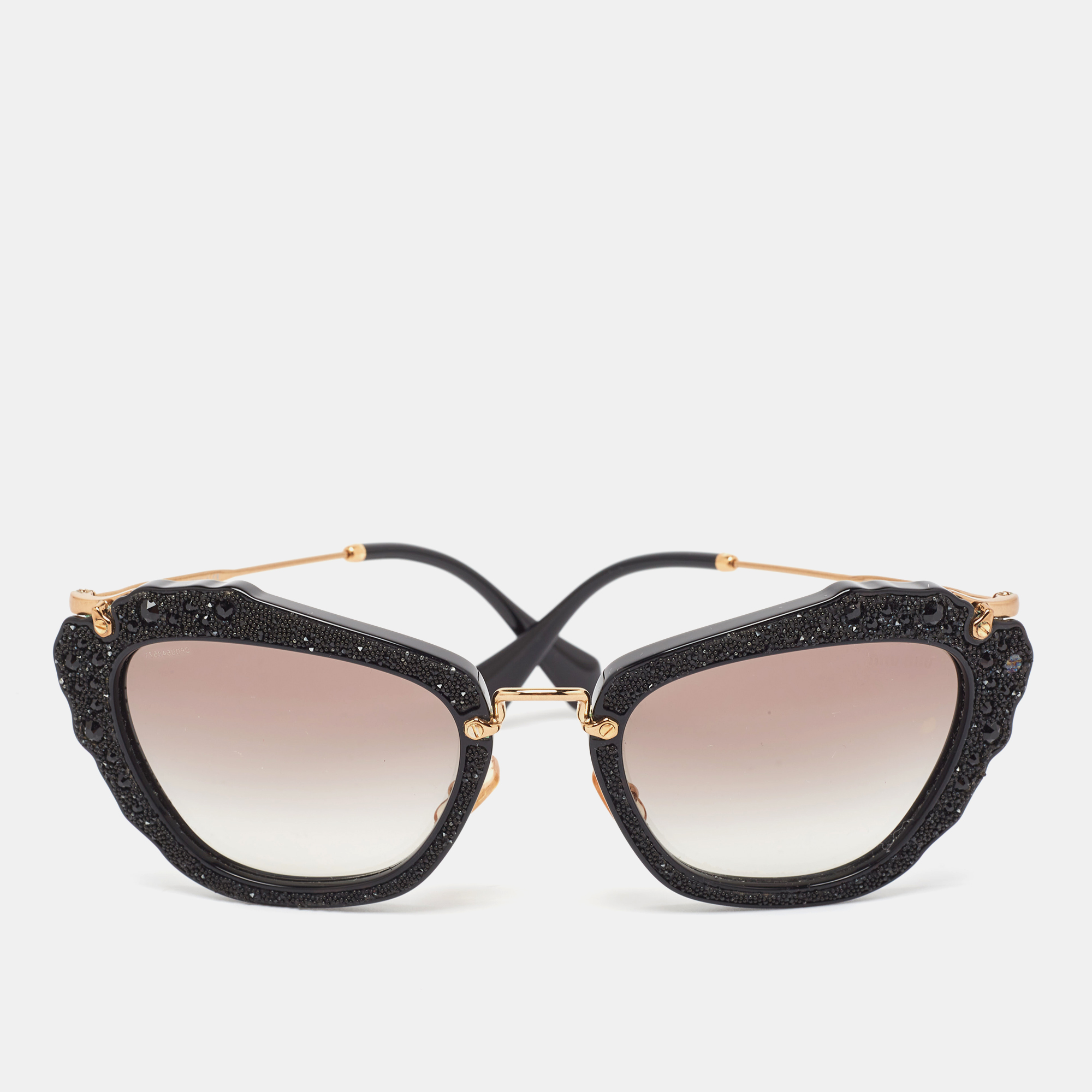 

Miu Miu Black Gradient SMU 04Q Embellished Cat Eye Sunglasses