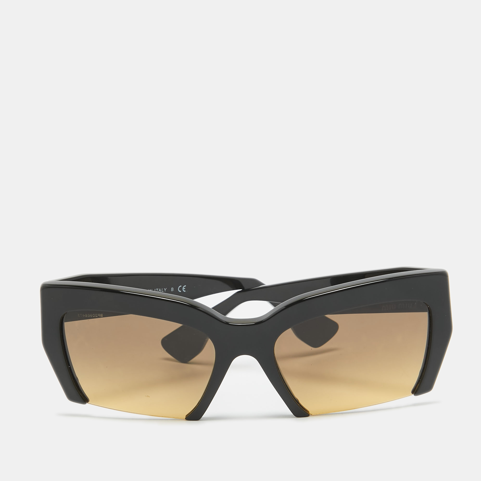 

Miu Miu Black Gradient SMU 110 Rasoir Half Rim Sunglasses