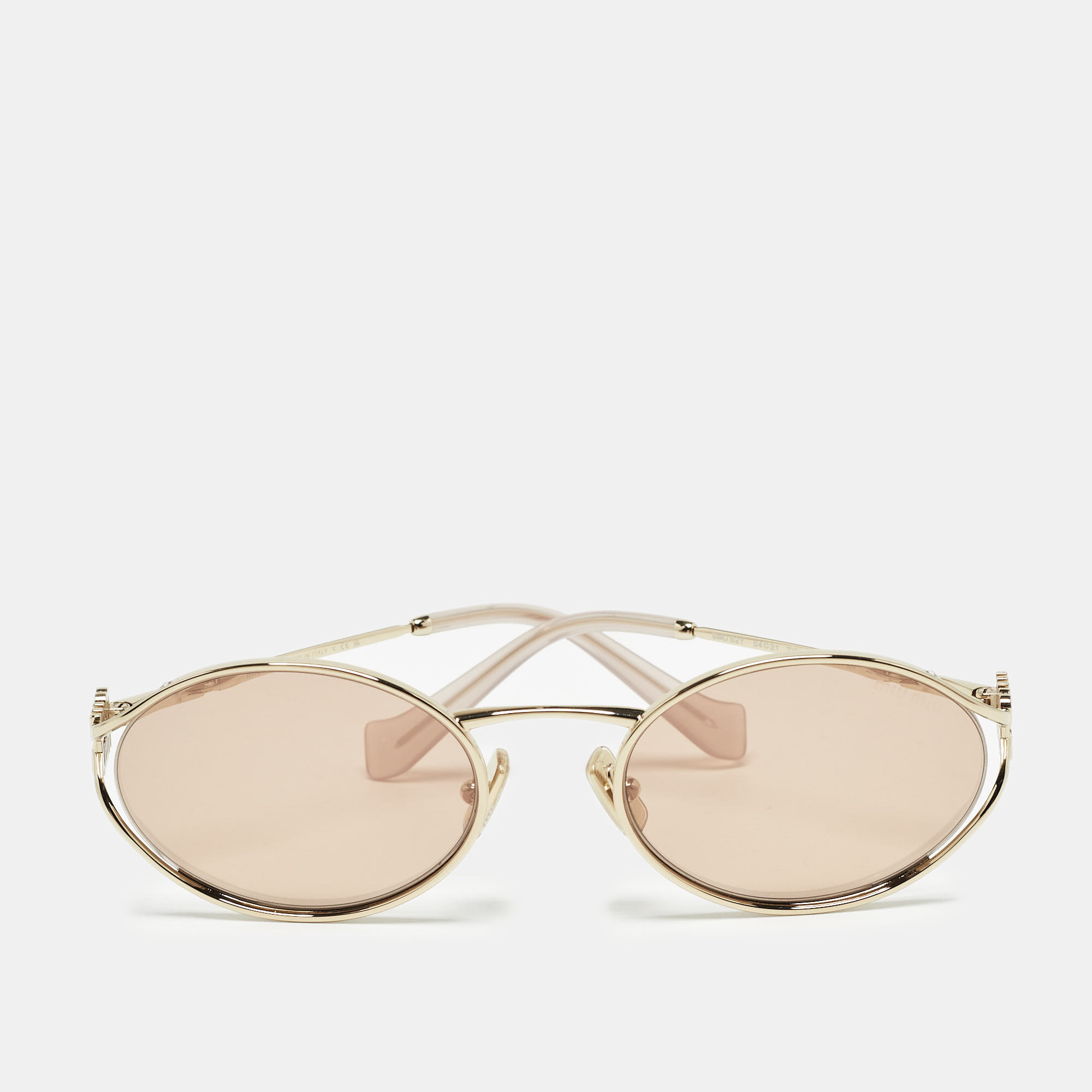 

Miu Miu Brown/Gold Tinted SMU 52Y Oval Sunglasses