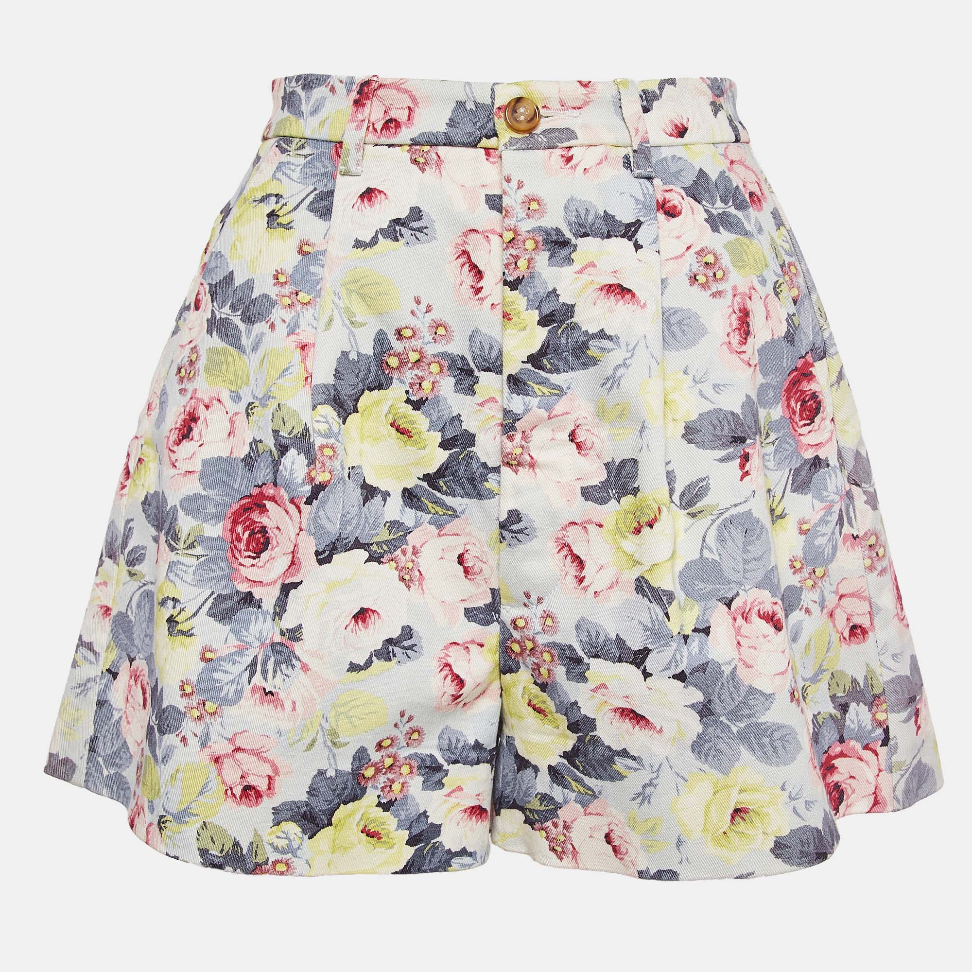 

Miu Miu Multicolor Floral Print Cotton Twill Shorts S