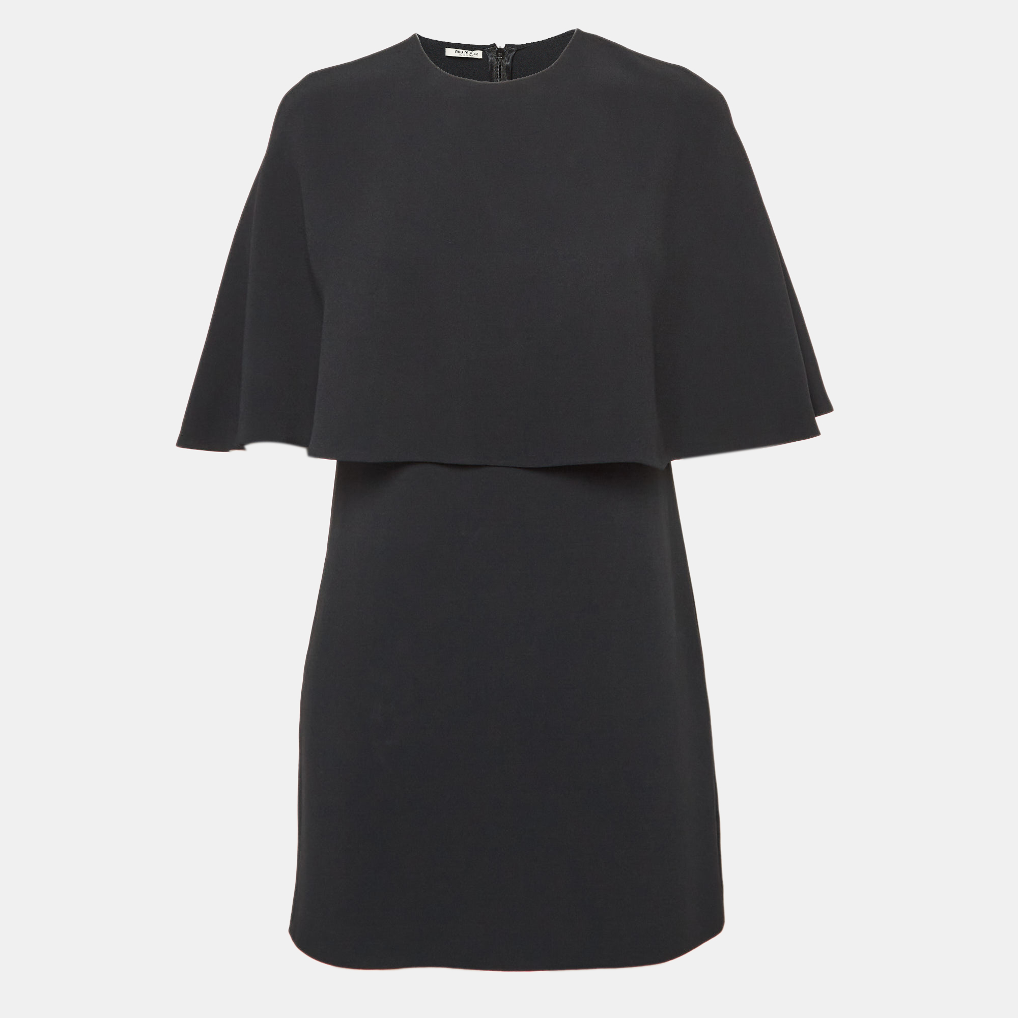 

Miu Miu Black Crepe Cape Style Mini Dress M