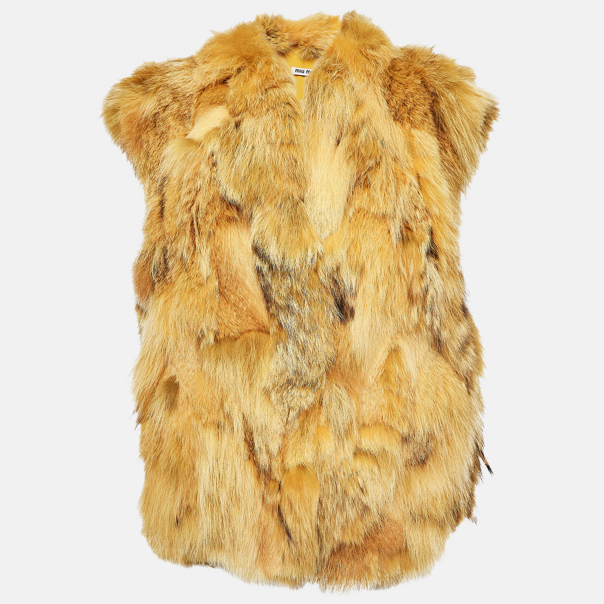 

Miu Miu Yellow Coyote Fur Shaggy Vest M