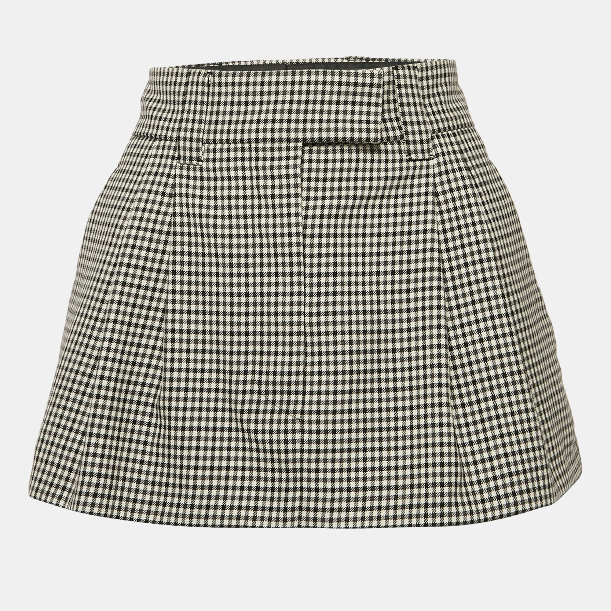 

Miu Miu Black Gingham Wool Knife Pleated Mini Skirt XS