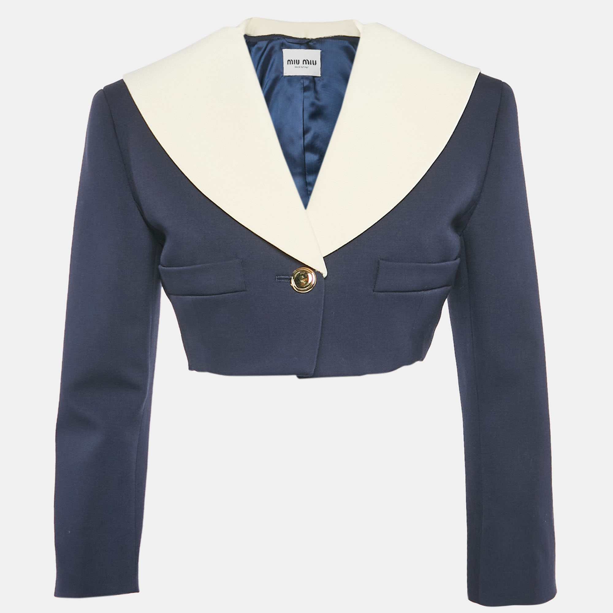 

Miu Miu Navy Blue Virgin Wool Crop Jacket XS