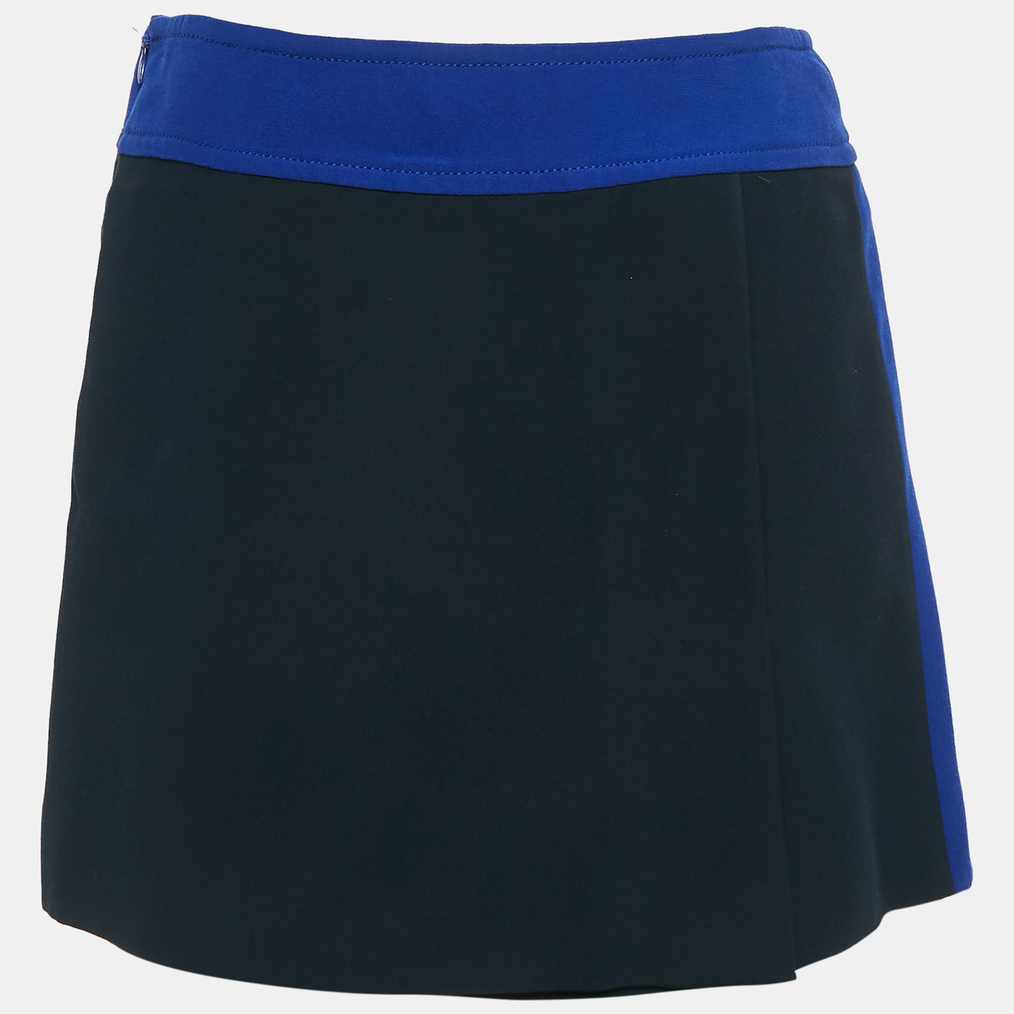 Miu Miu Blue Colorblocked Crepe Mini Skirt S 