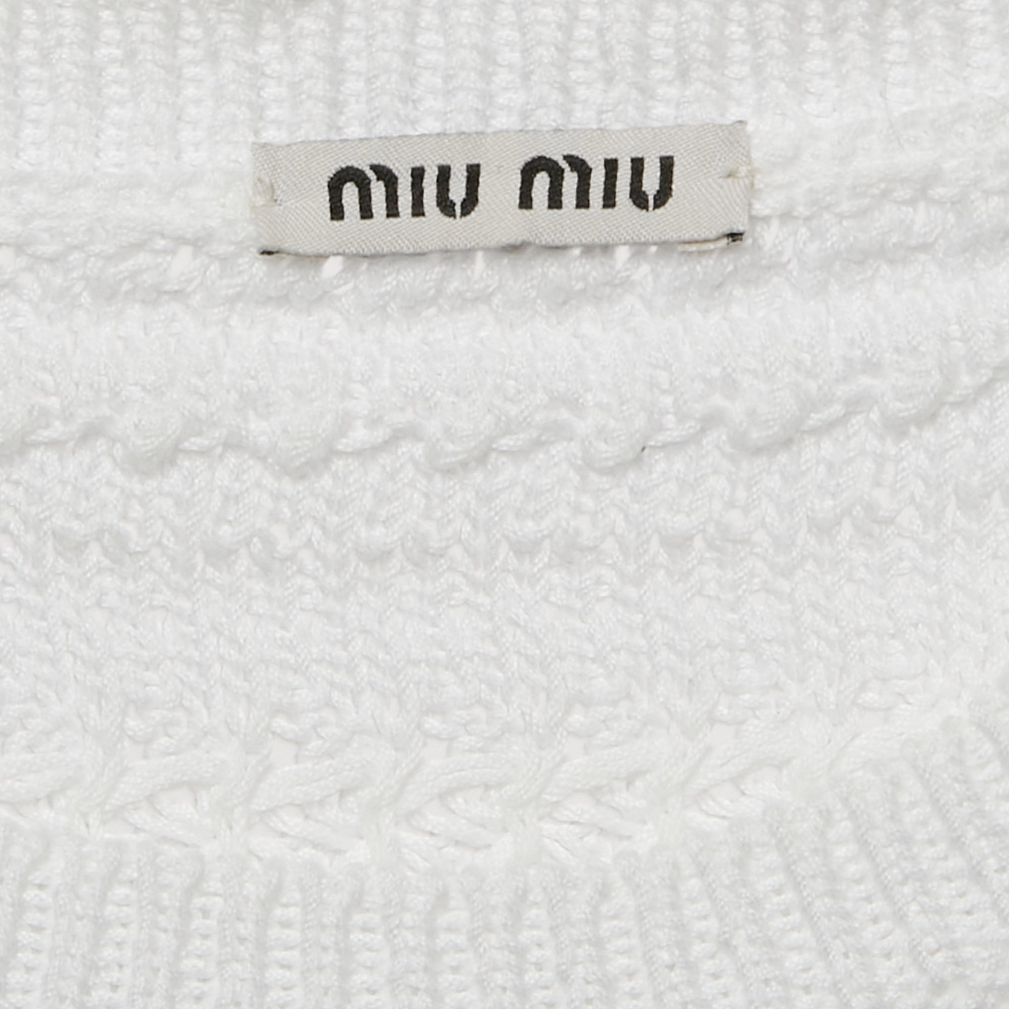 Miu Miu White Patterned Knit Round Neck Top M 