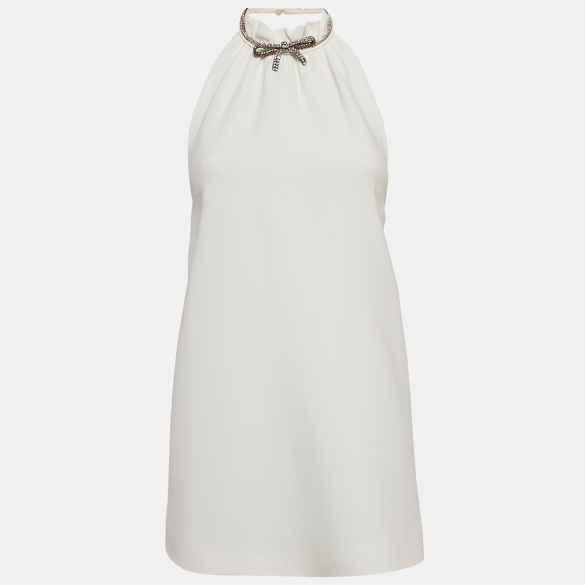 

Miu Miu White Crystal Embellished Crepe Mini Dress S