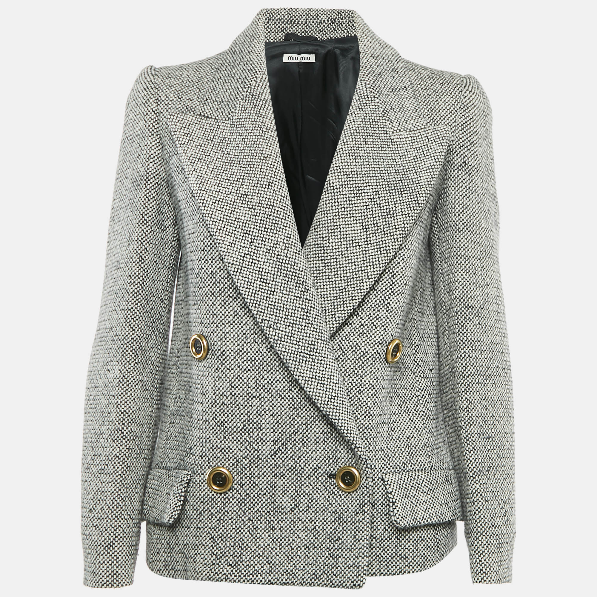 

Miu Miu Black Wool Tweed Double Breasted Jacket S