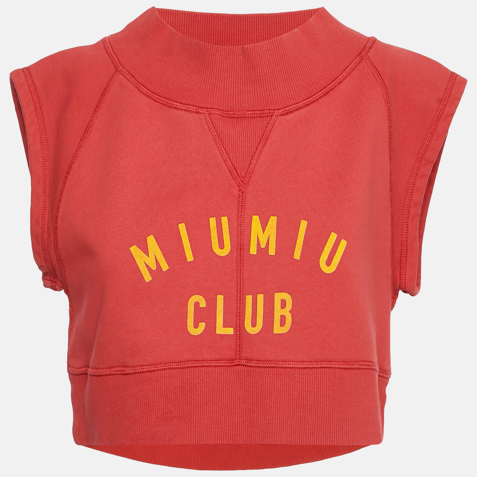 

Miu Miu Red Printed Cotton Crop Top S