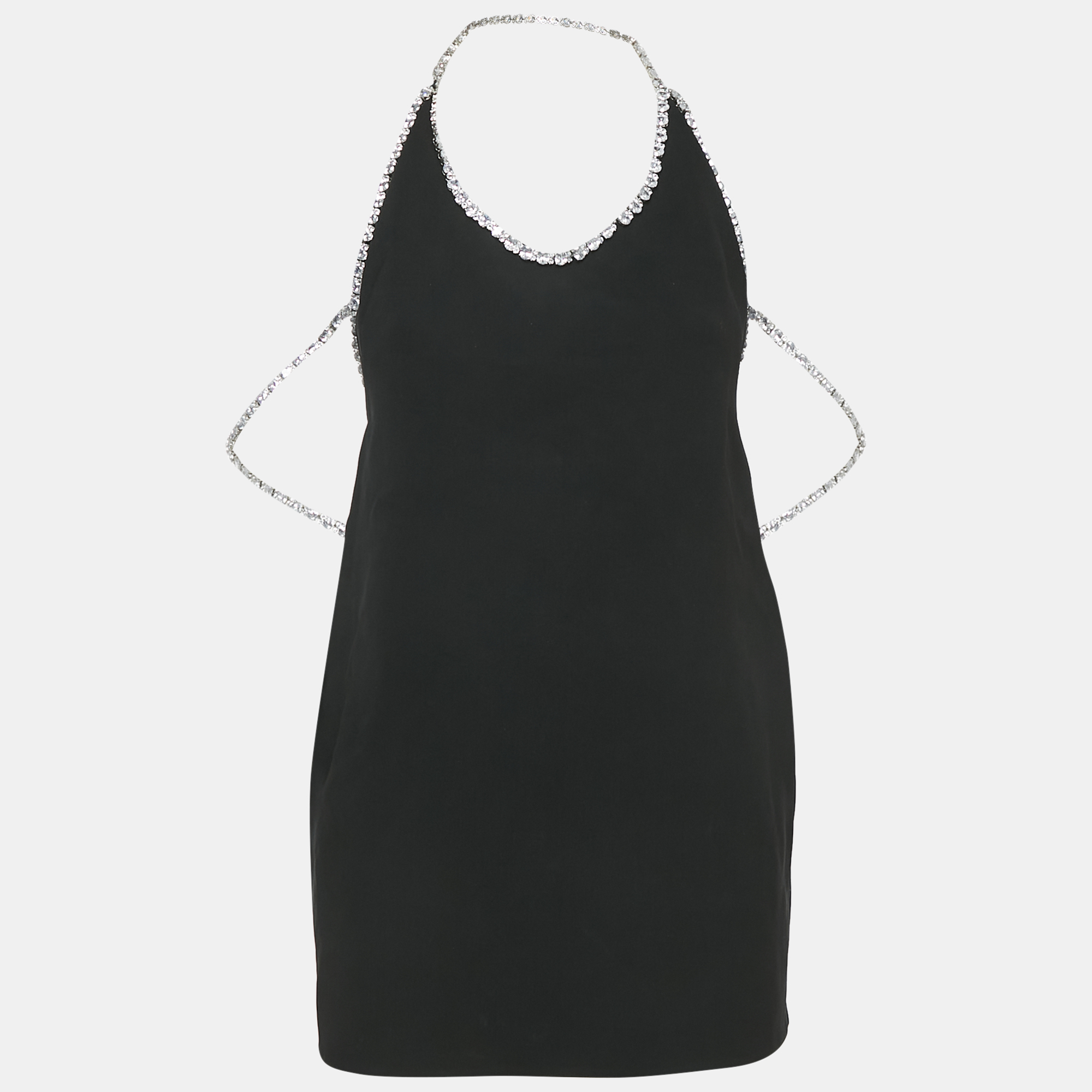 

Miu Miu Black Crystals Embellished Neckline Cady Dress S