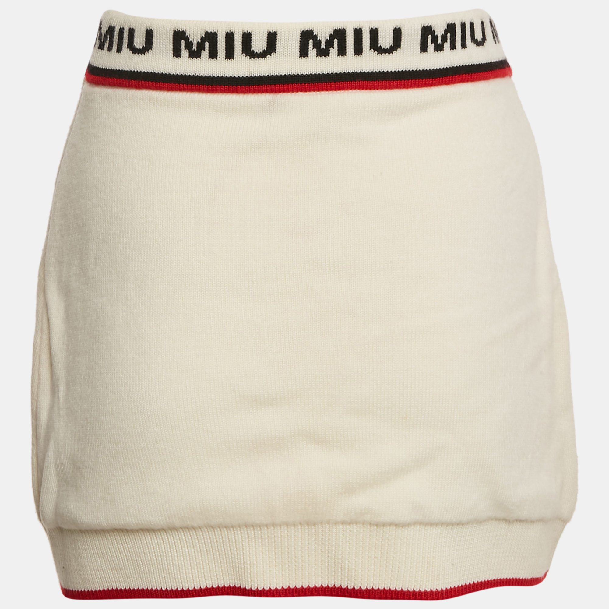 

Miu Miu Cream Wool Knit Mini Skirt S