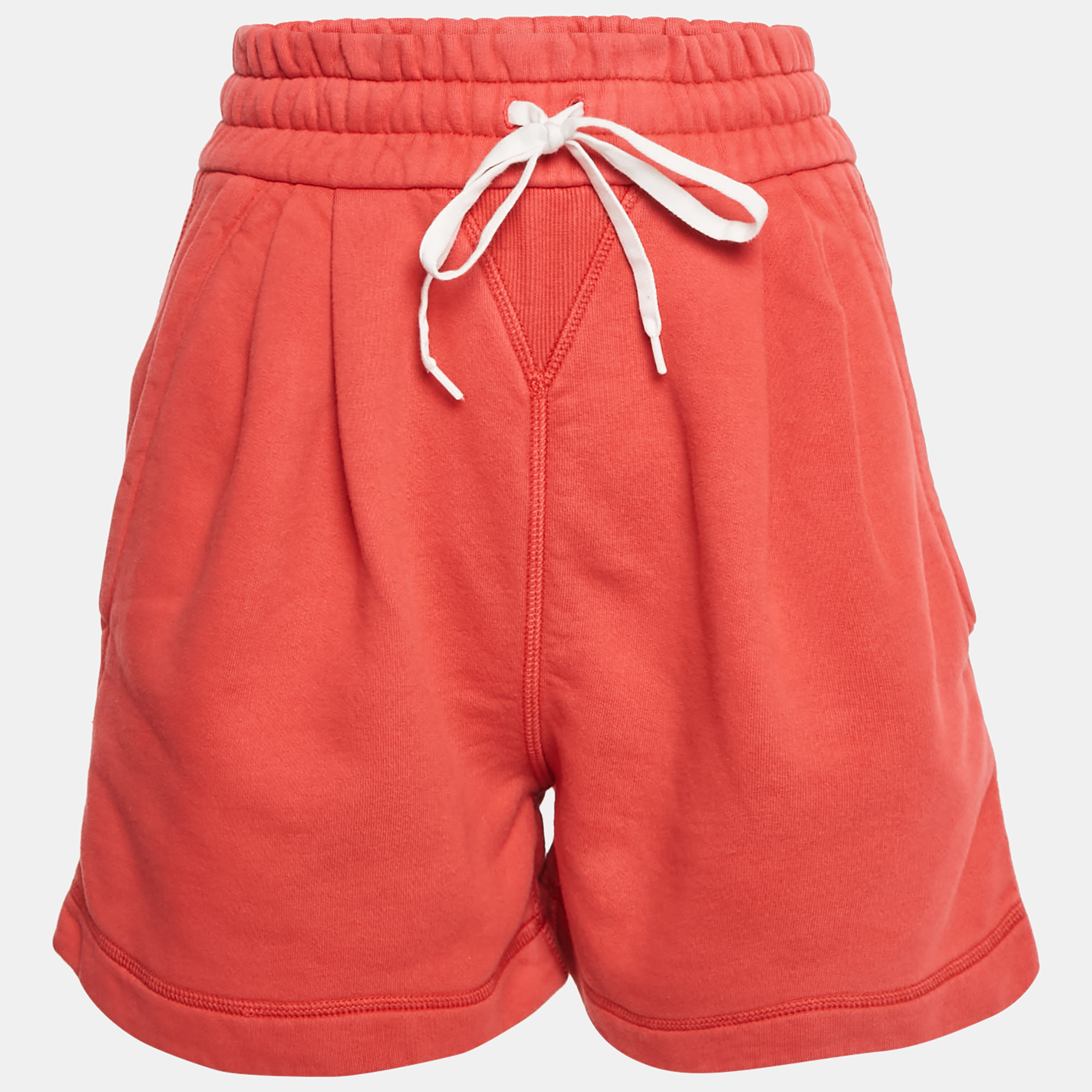

Miu Miu Red Logo Embroidered Cotton Knit Shorts S