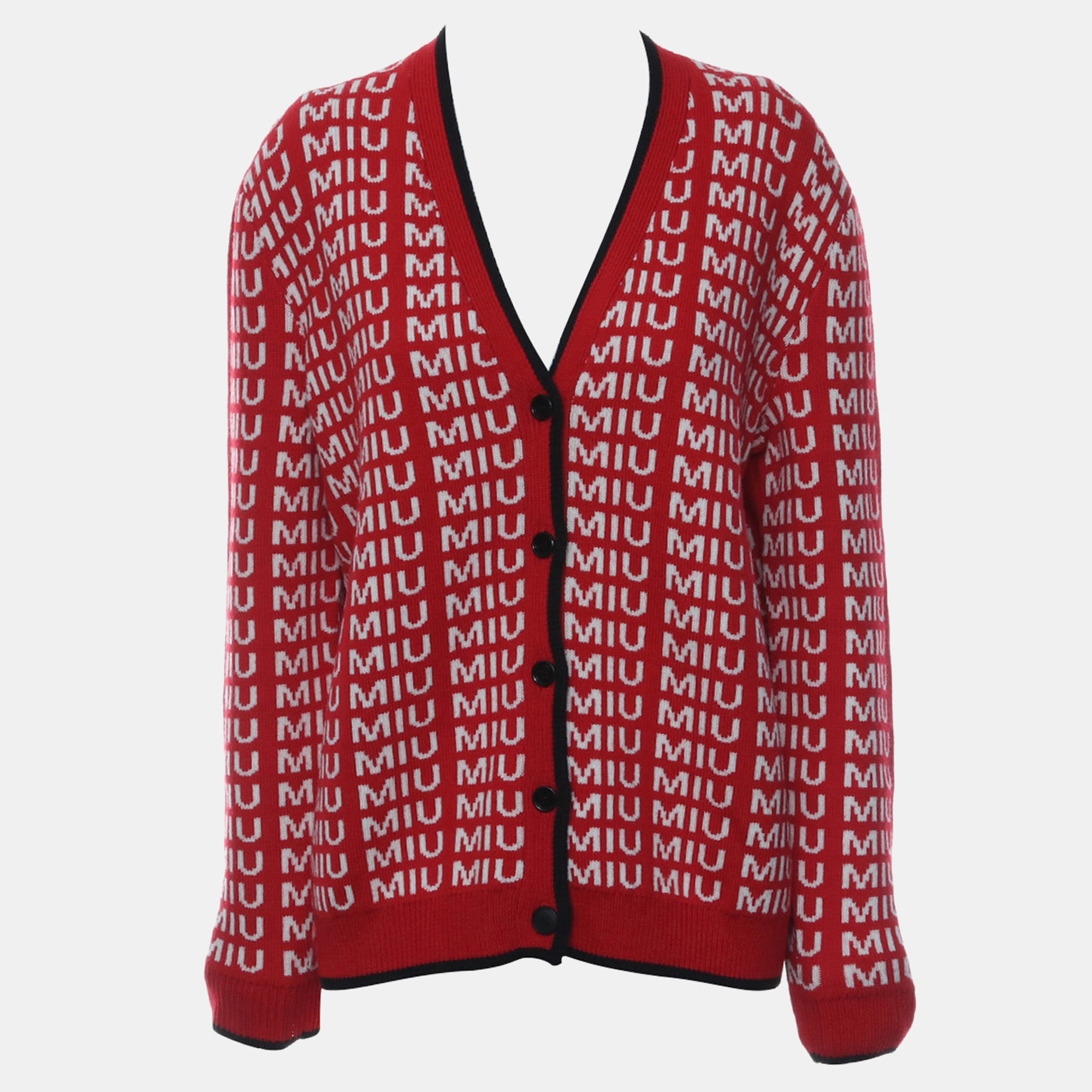 

Logo Knitted Cardigan, Red