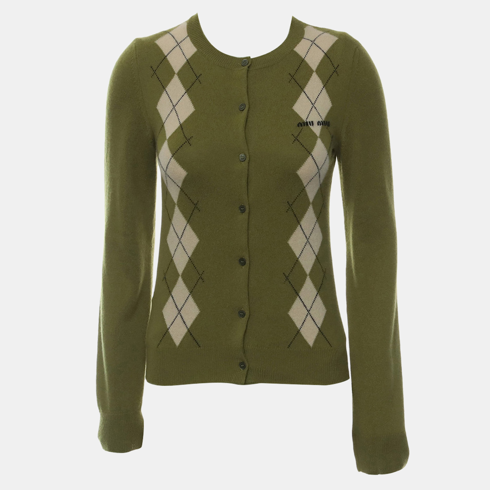 

Fern Cashmere Button-Up Cardigan, Green