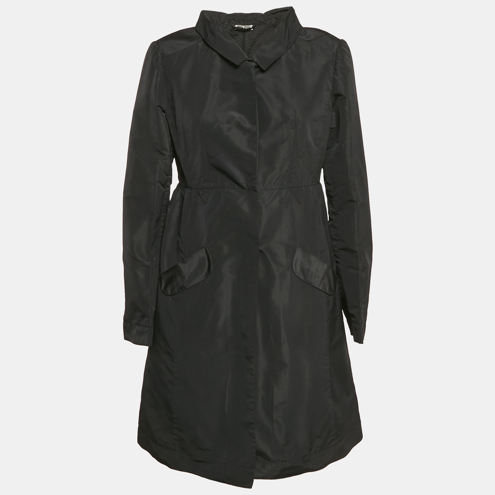 

Miu Miu Black Synthetic Balmacaan Coat M