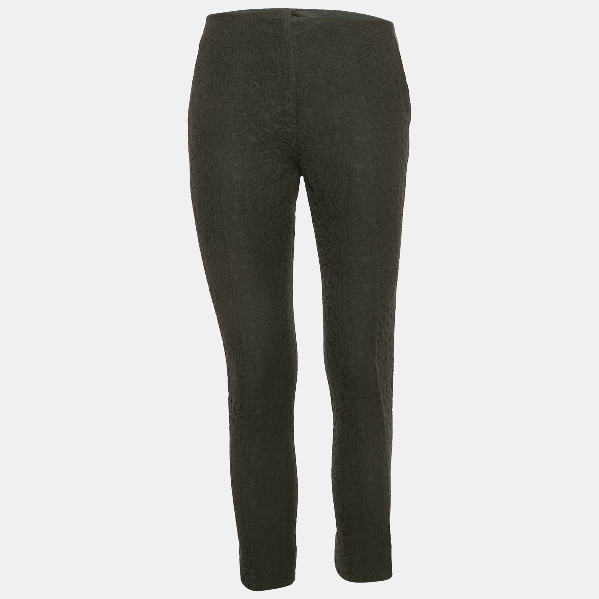 

Miu Miu Black Textured Jacquard Slim Fit Trousers M