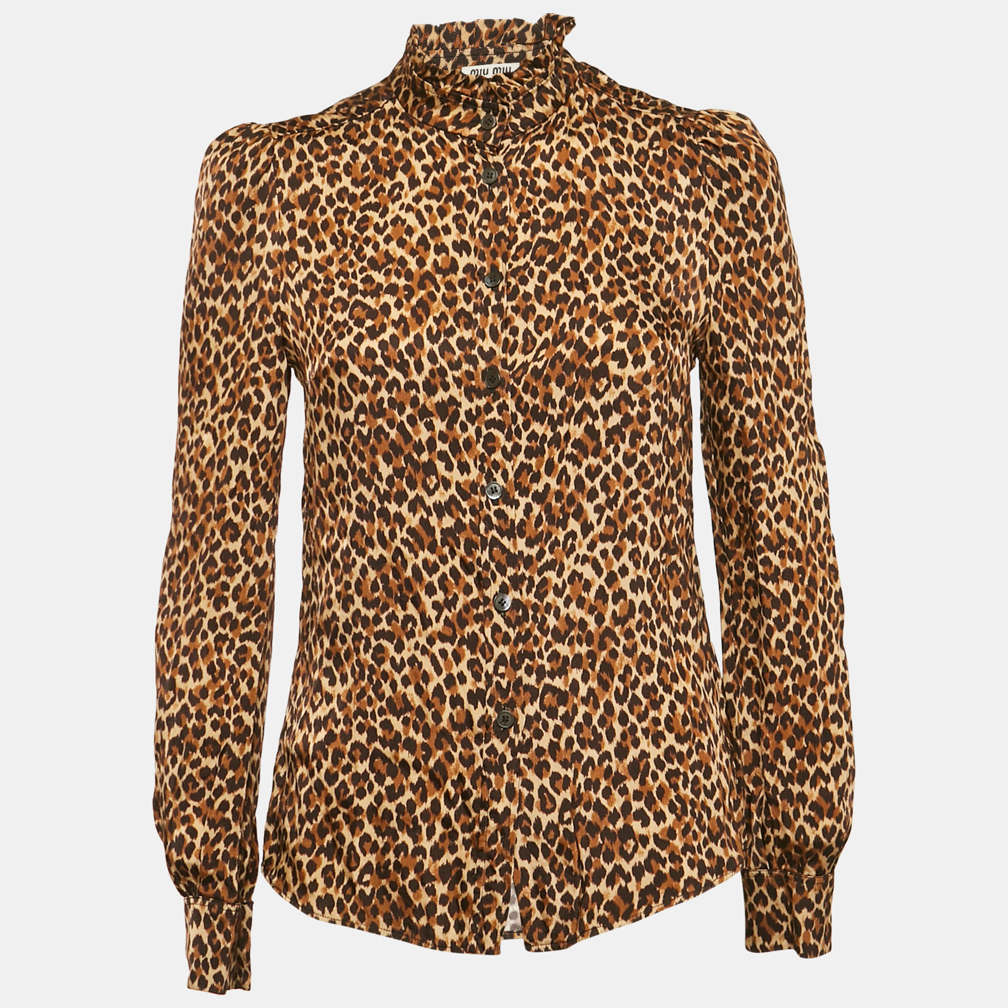 

Miu Miu Brown Leopard Print Jersey Shirt S