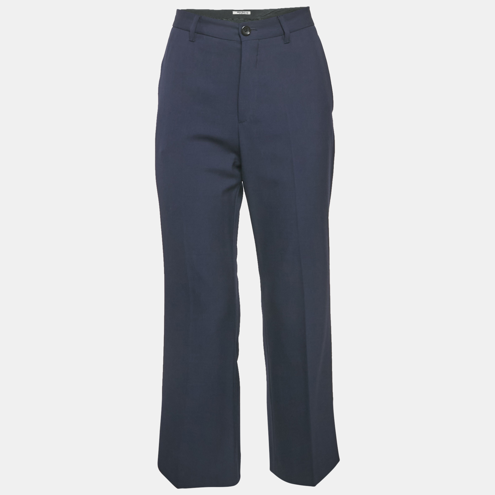 

Miu Miu Navy Blue Wool Tailored Trousers M