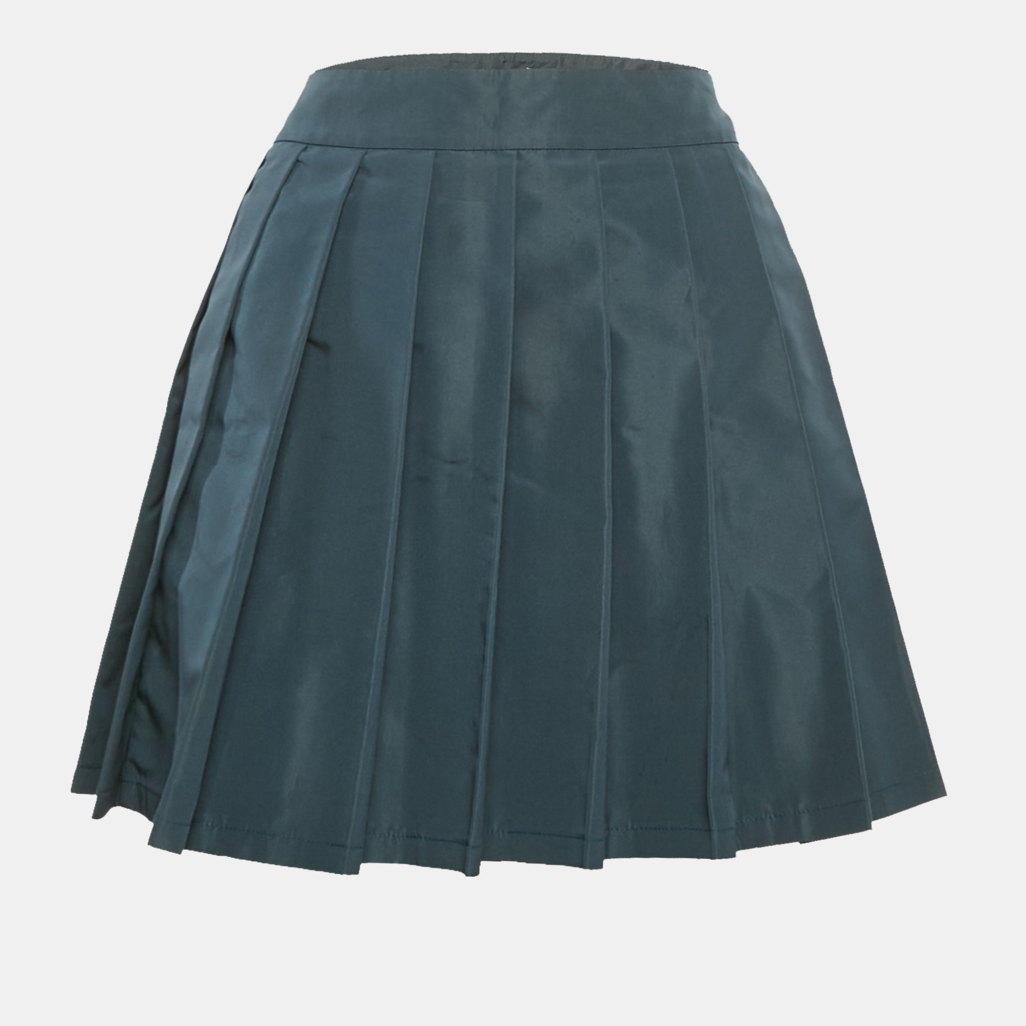 

Miu Miu Teal Blue Silk Blend Pleated Mini Skirt S