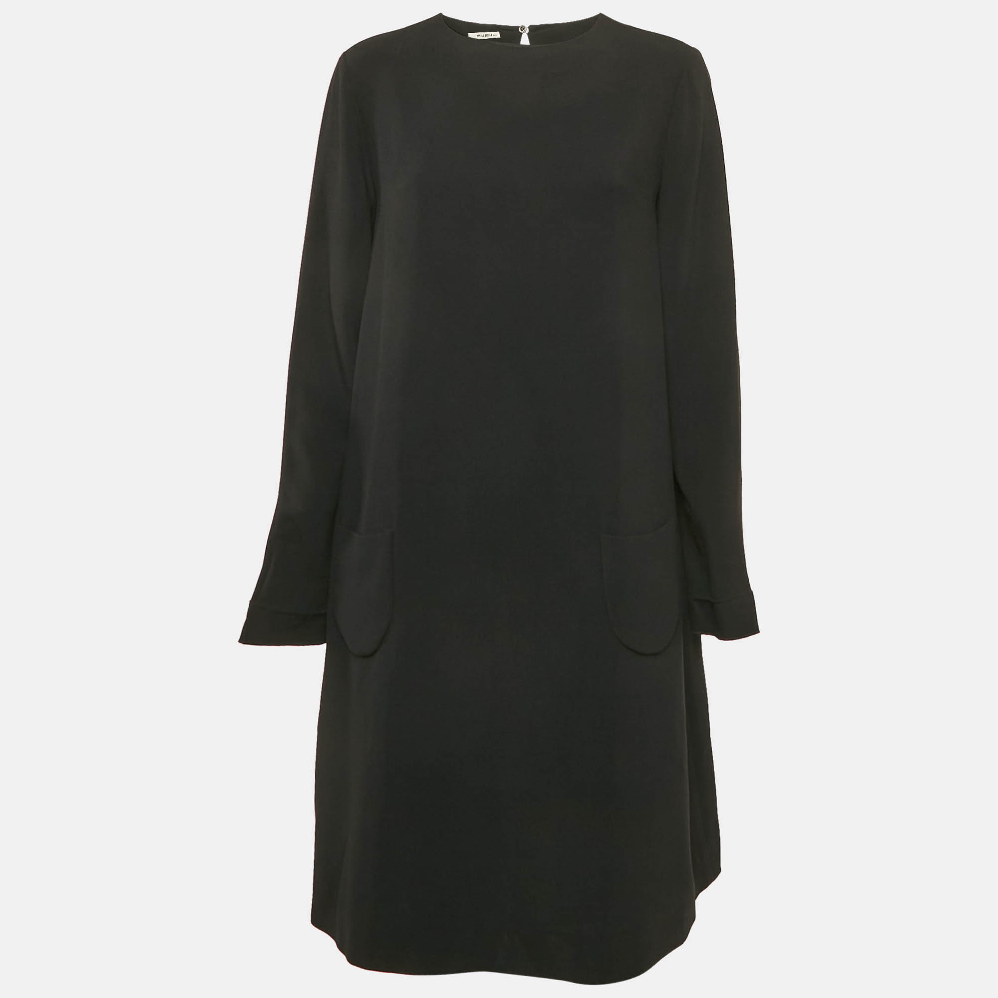 

Miu Miu Black Crepe Long Sleeve Short Dress M