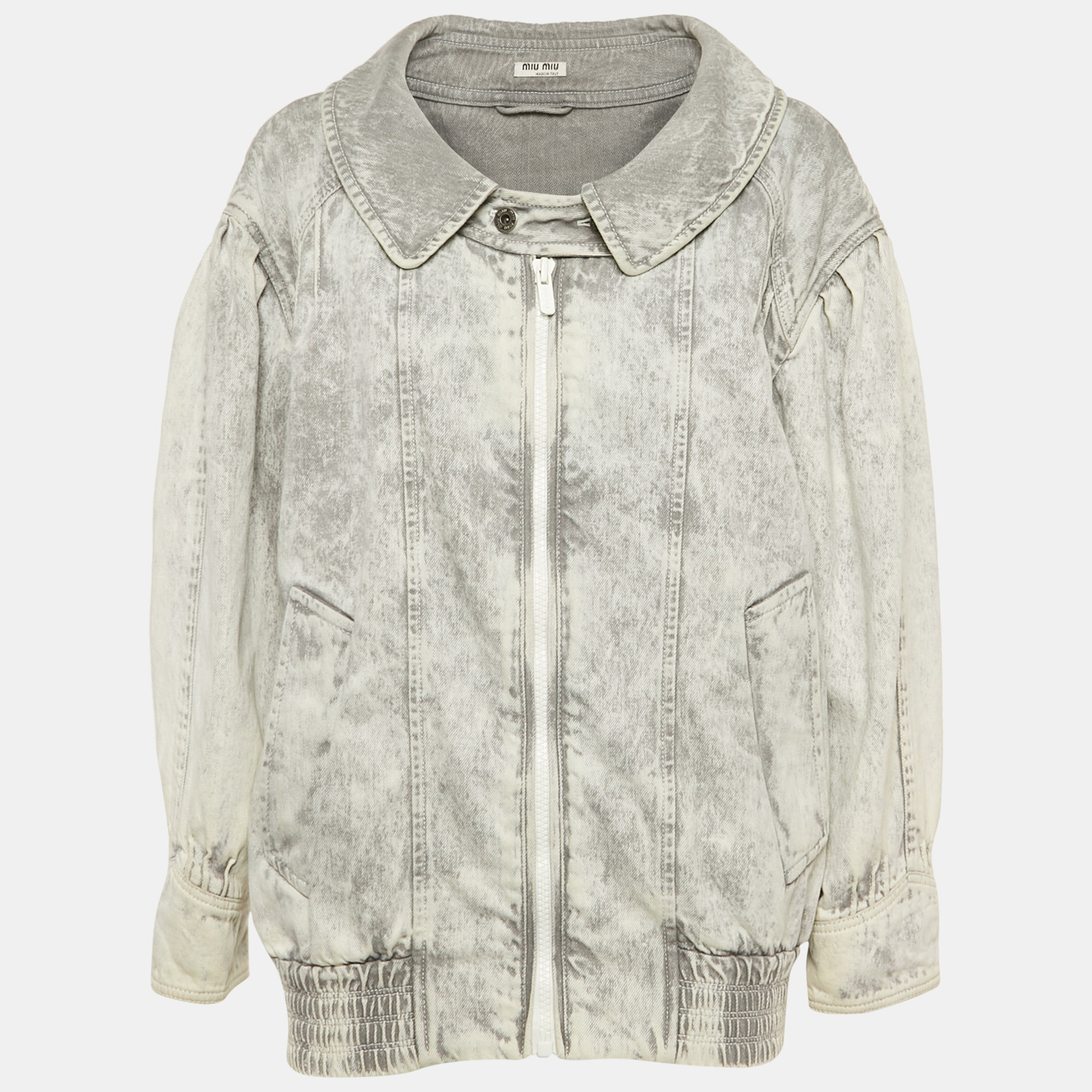 Pre-owned Miu Miu Grey Denim Club Sat June 2018 Oversized Jacket S