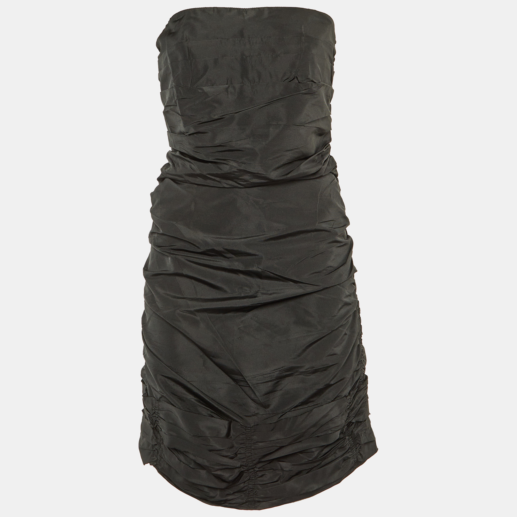 

Miu Miu Black Faille Ruched Strapless Dress M