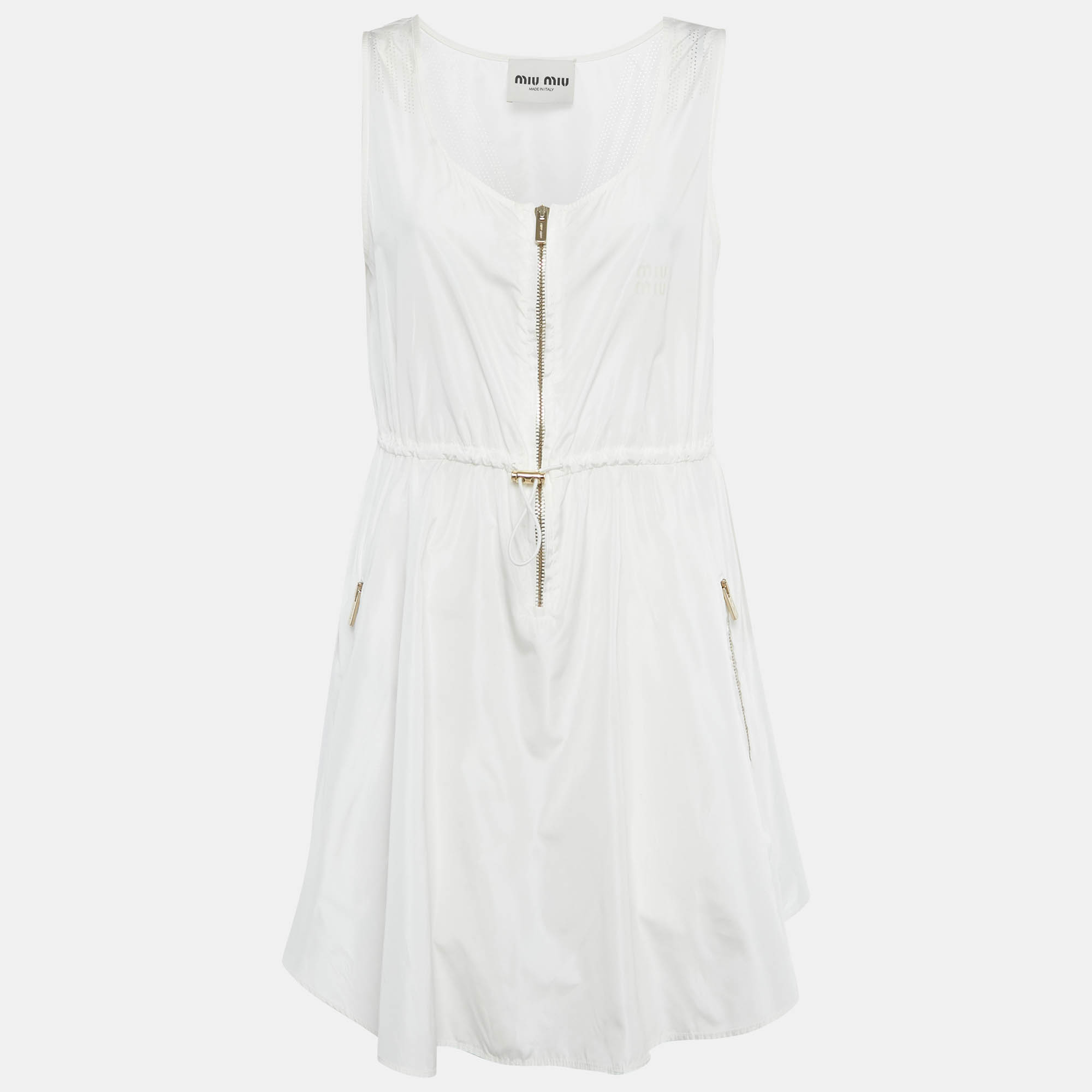 

Miu Miu Off-White Synthetic Sleeveless Mini Dress XS