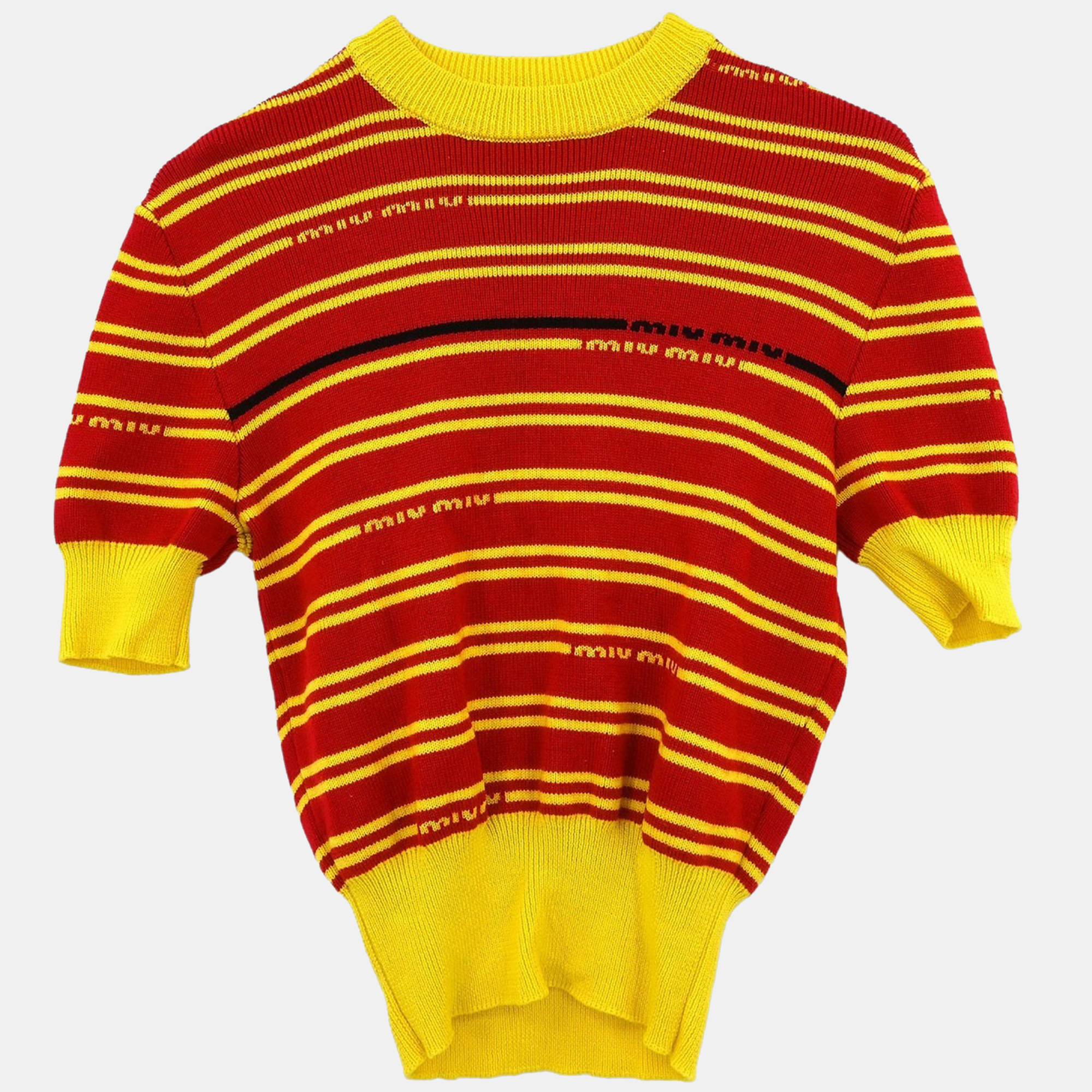 Pre-owned Miu Miu Sweater Yellow Red #38